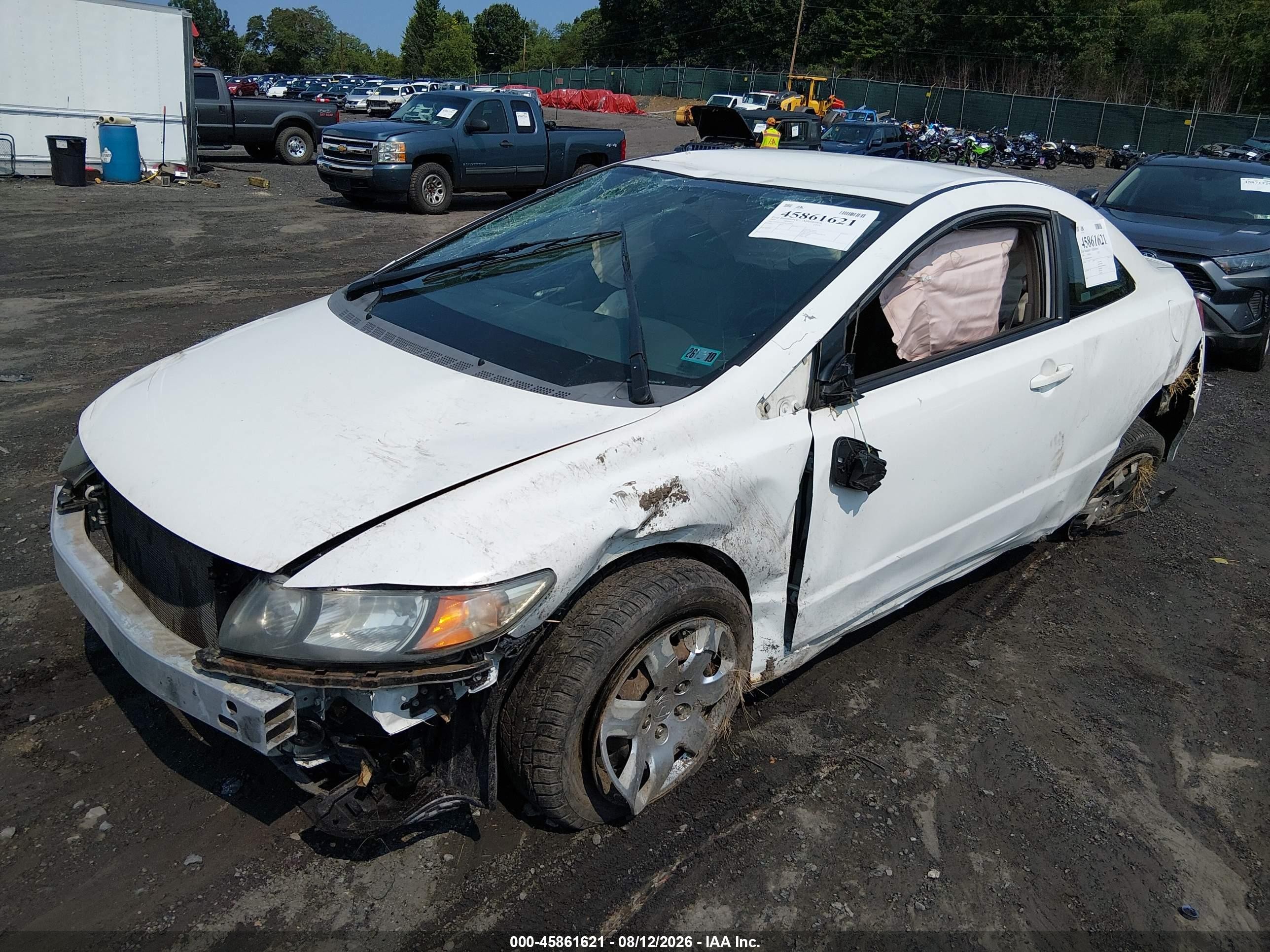 2009 Honda Civic Lx White vin: 2HGFG12609H527091