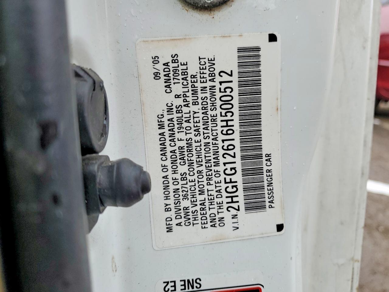 2006 Honda Civic Lx Белый vin: 2HGFG12616H500512