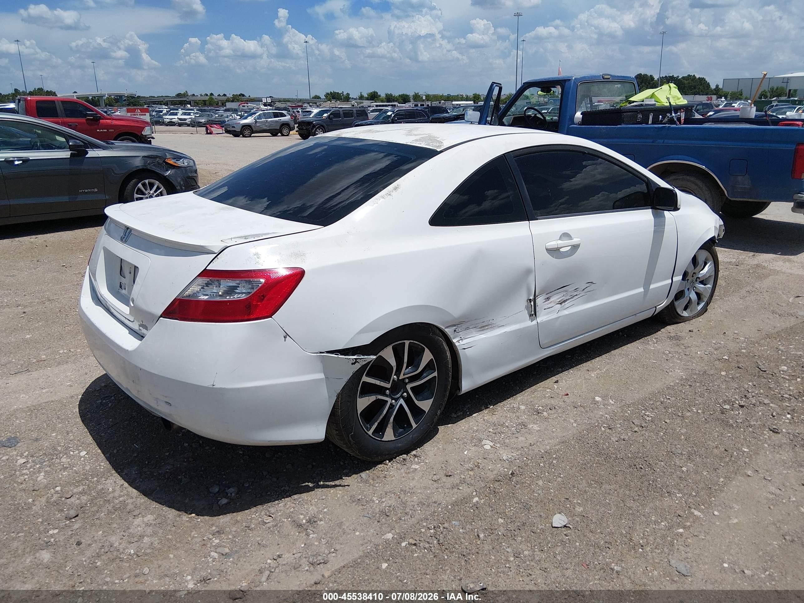 2007 Honda Civic Lx White vin: 2HGFG12617H540364