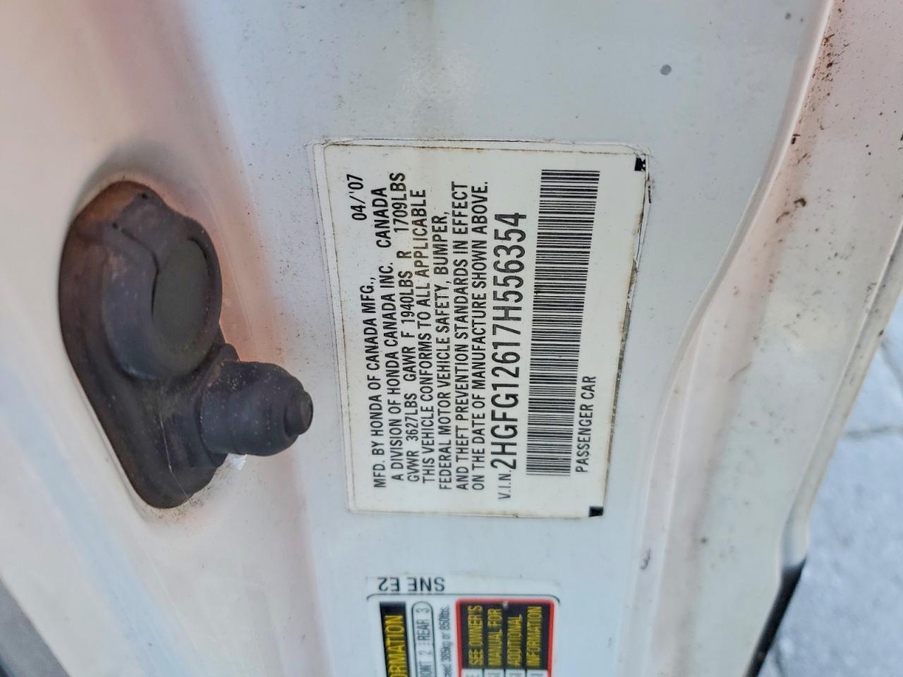 2007 Honda Civic Lx Двухцветный vin: 2HGFG12617H556354