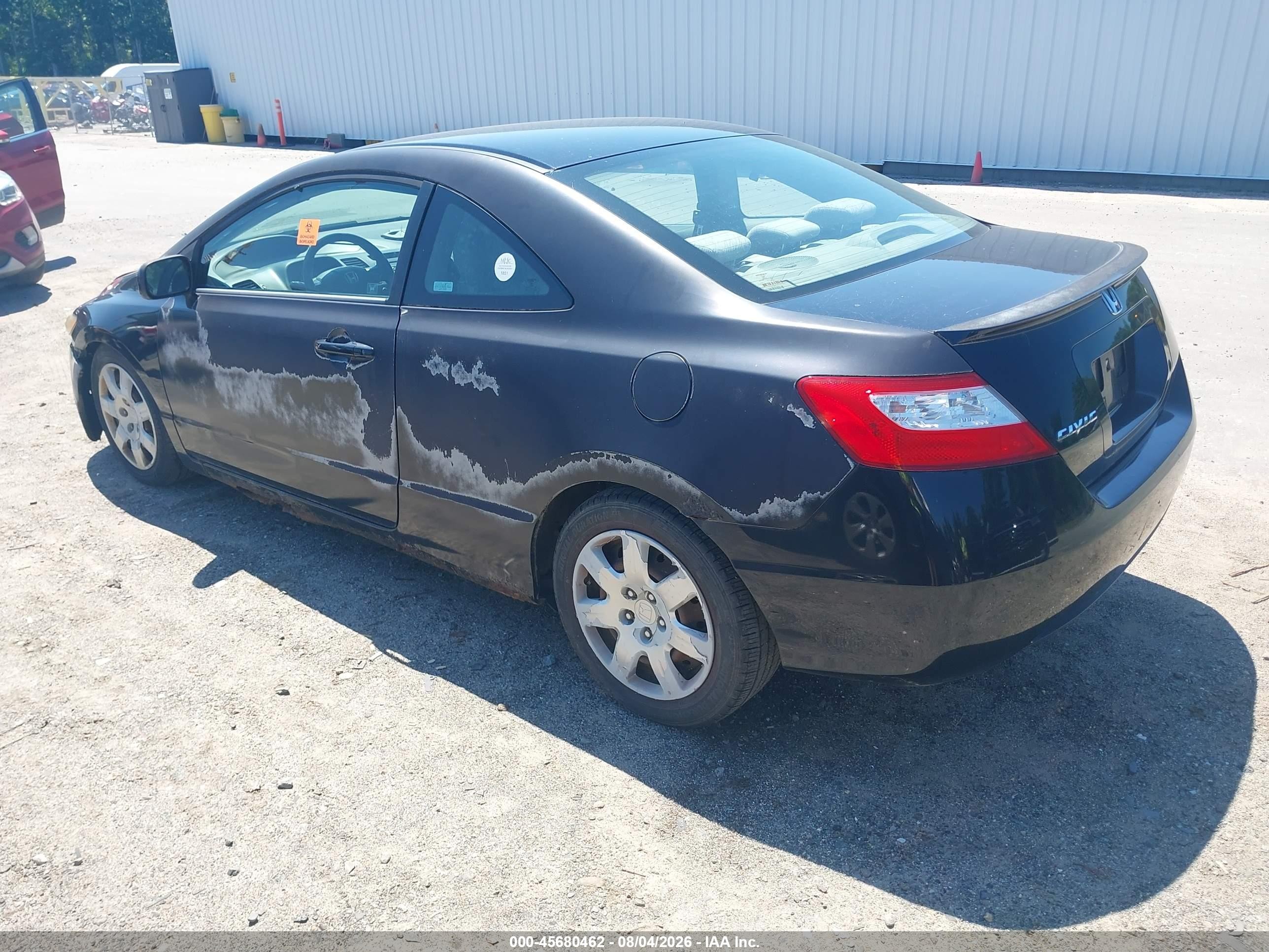 2008 Honda Civic Lx Black vin: 2HGFG12618H508371