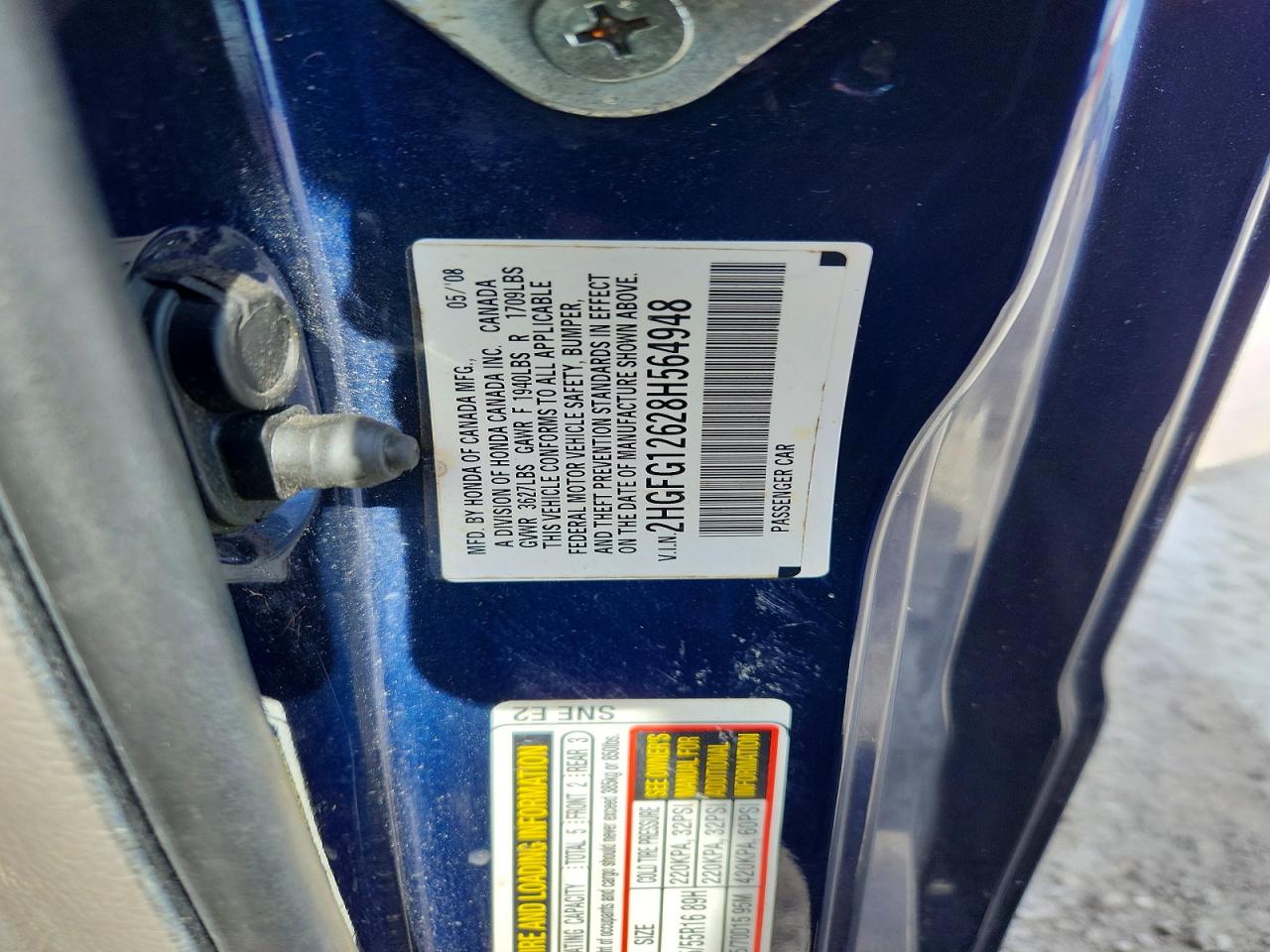 2008 Honda Civic Lx Синий vin: 2HGFG12628H564948