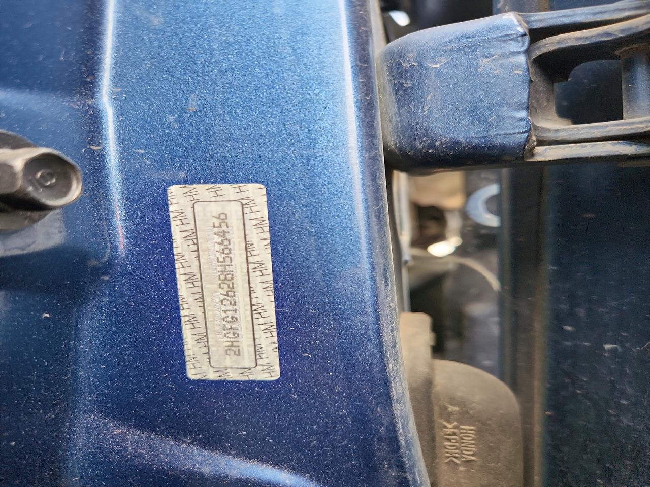 2008 Honda Civic Lx Blue vin: 2HGFG12628H566456