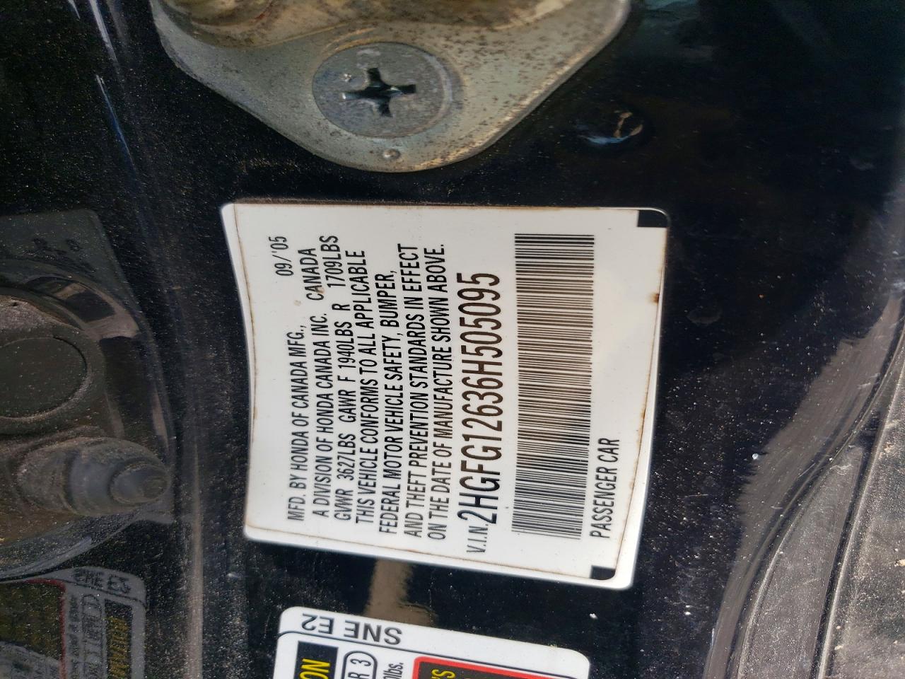 2006 Honda Civic Lx Black vin: 2HGFG12636H505095