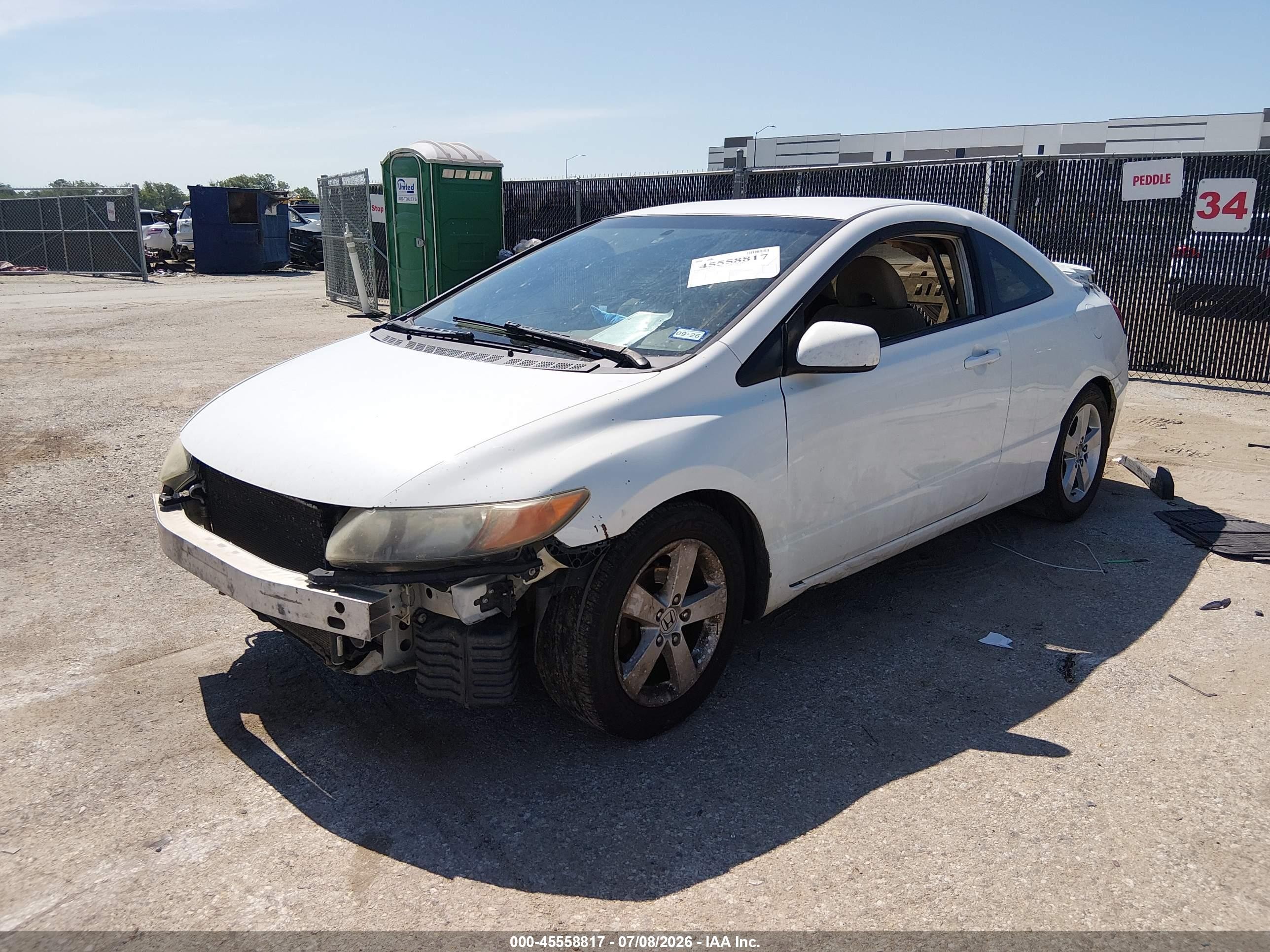 2006 Honda Civic Lx White vin: 2HGFG12636H541983