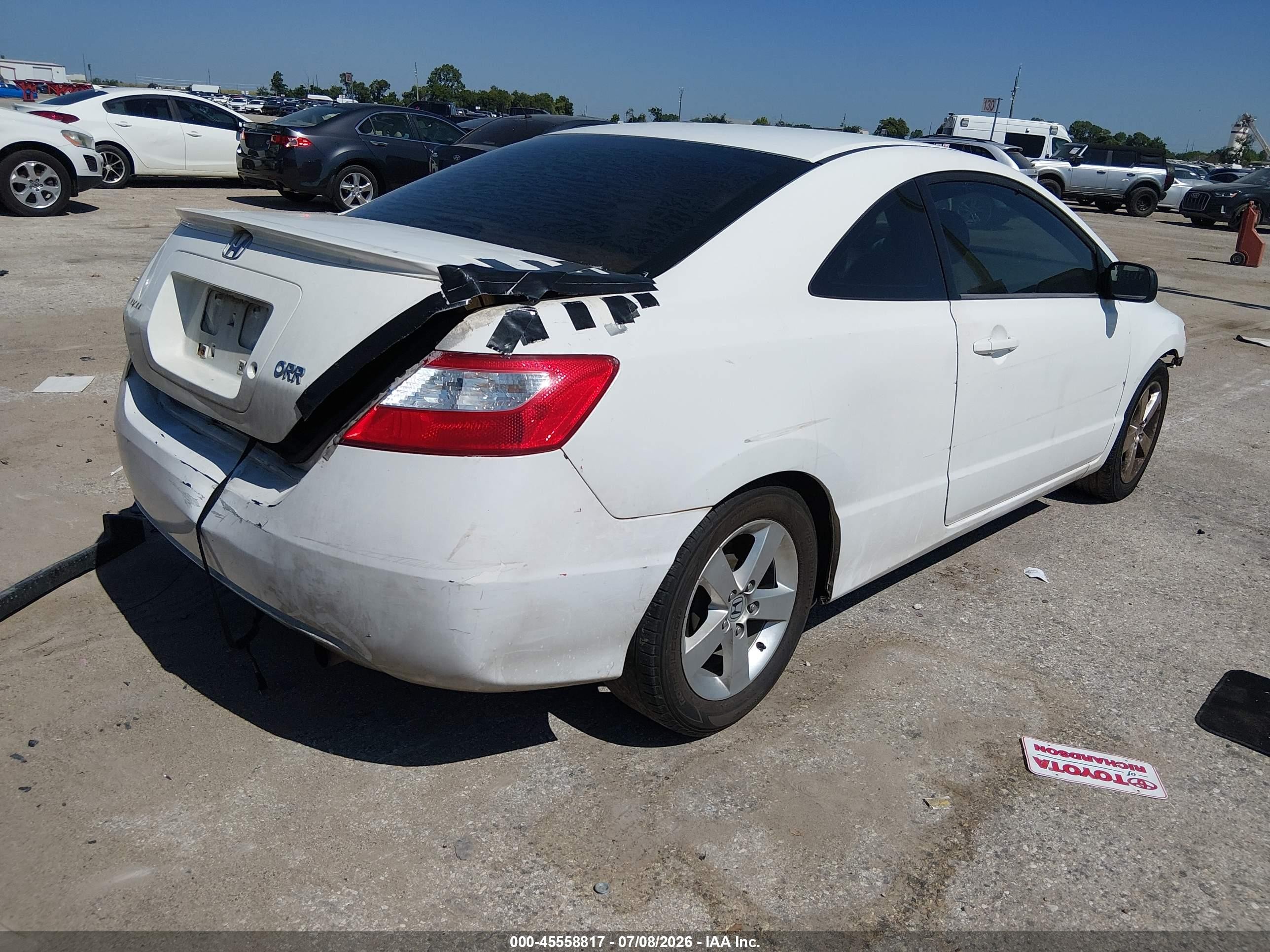 2006 Honda Civic Lx White vin: 2HGFG12636H541983