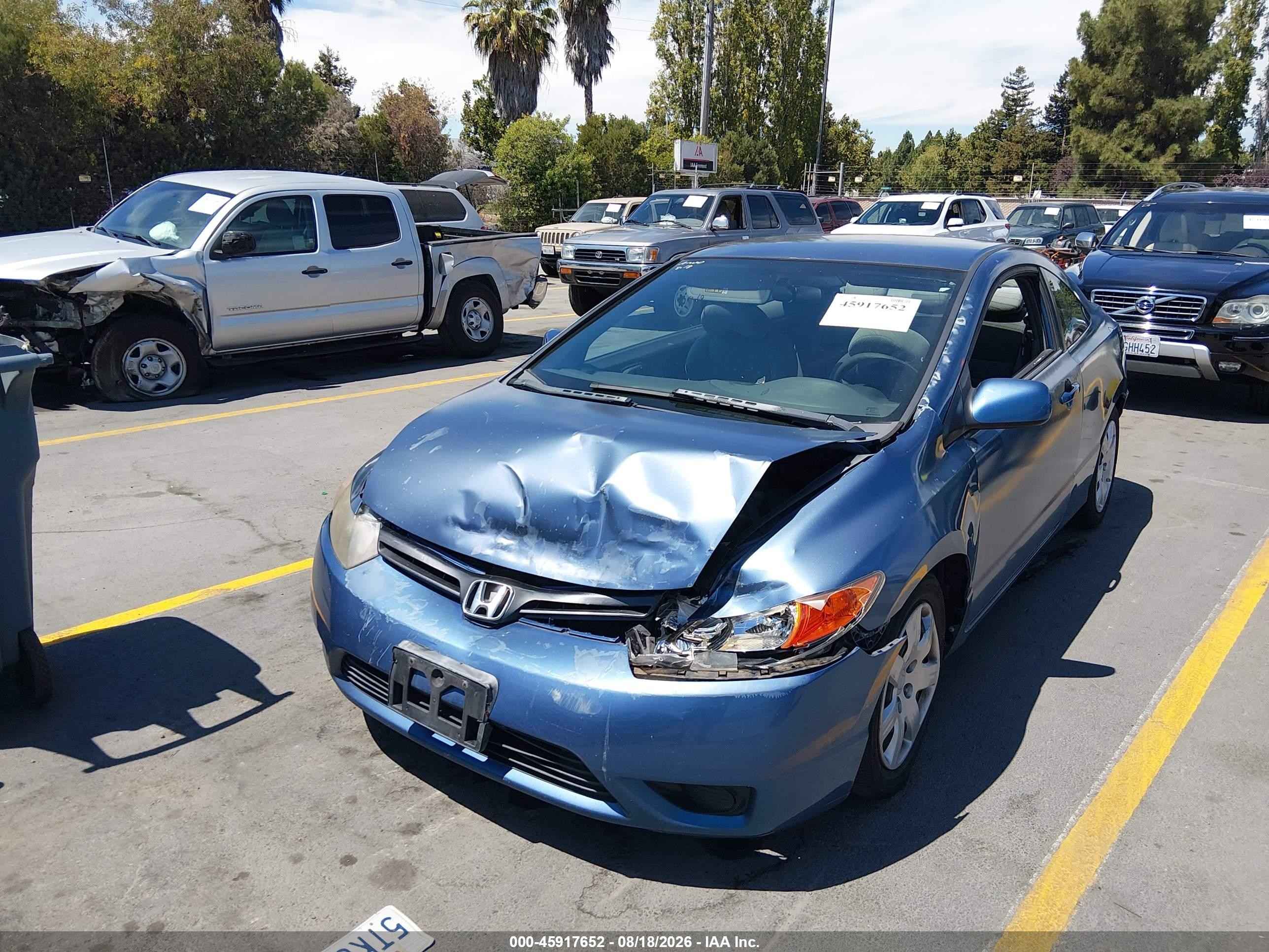 2006 Honda Civic Lx Blue vin: 2HGFG12646H537652