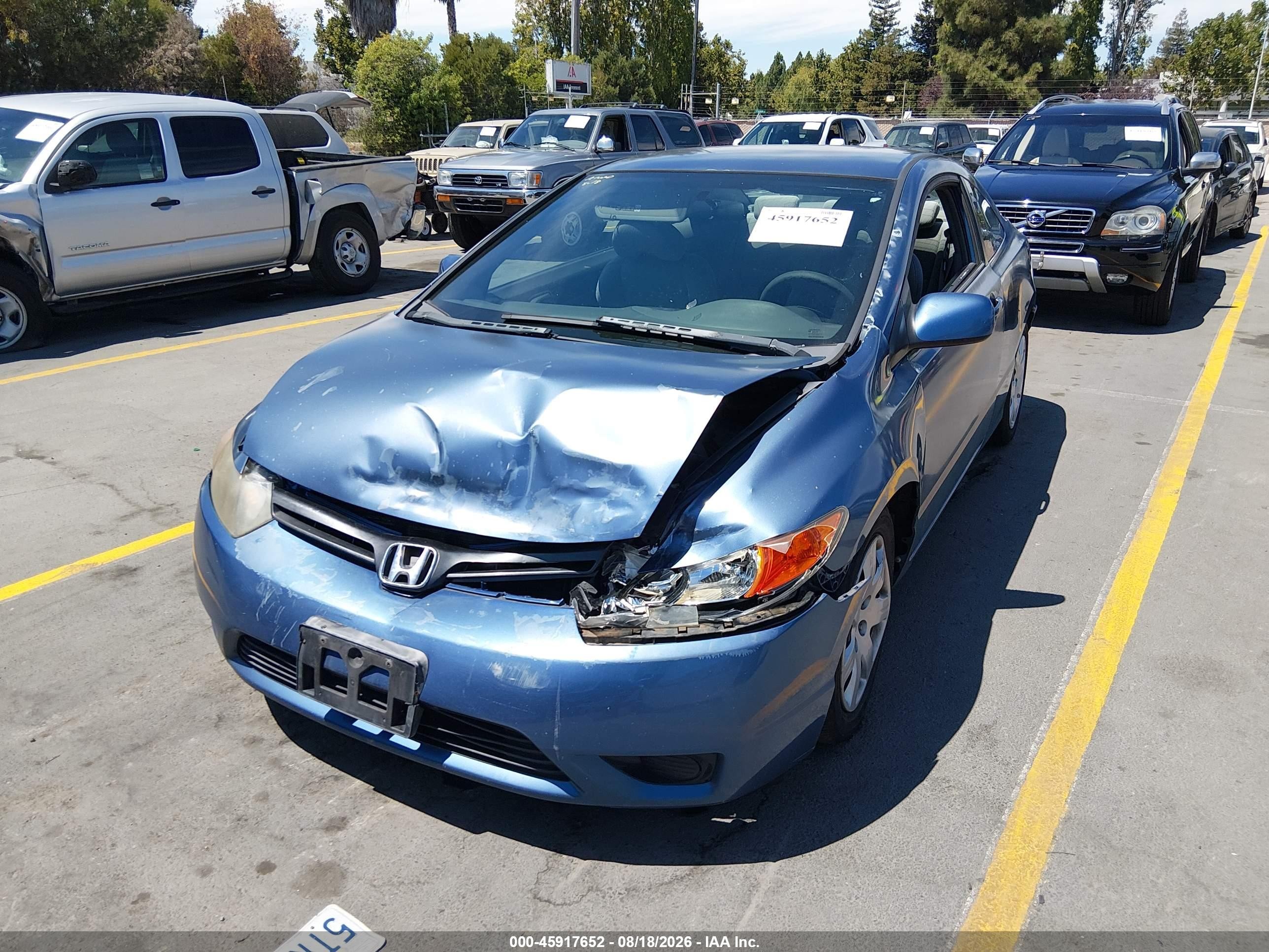 2006 Honda Civic Lx Blue vin: 2HGFG12646H537652