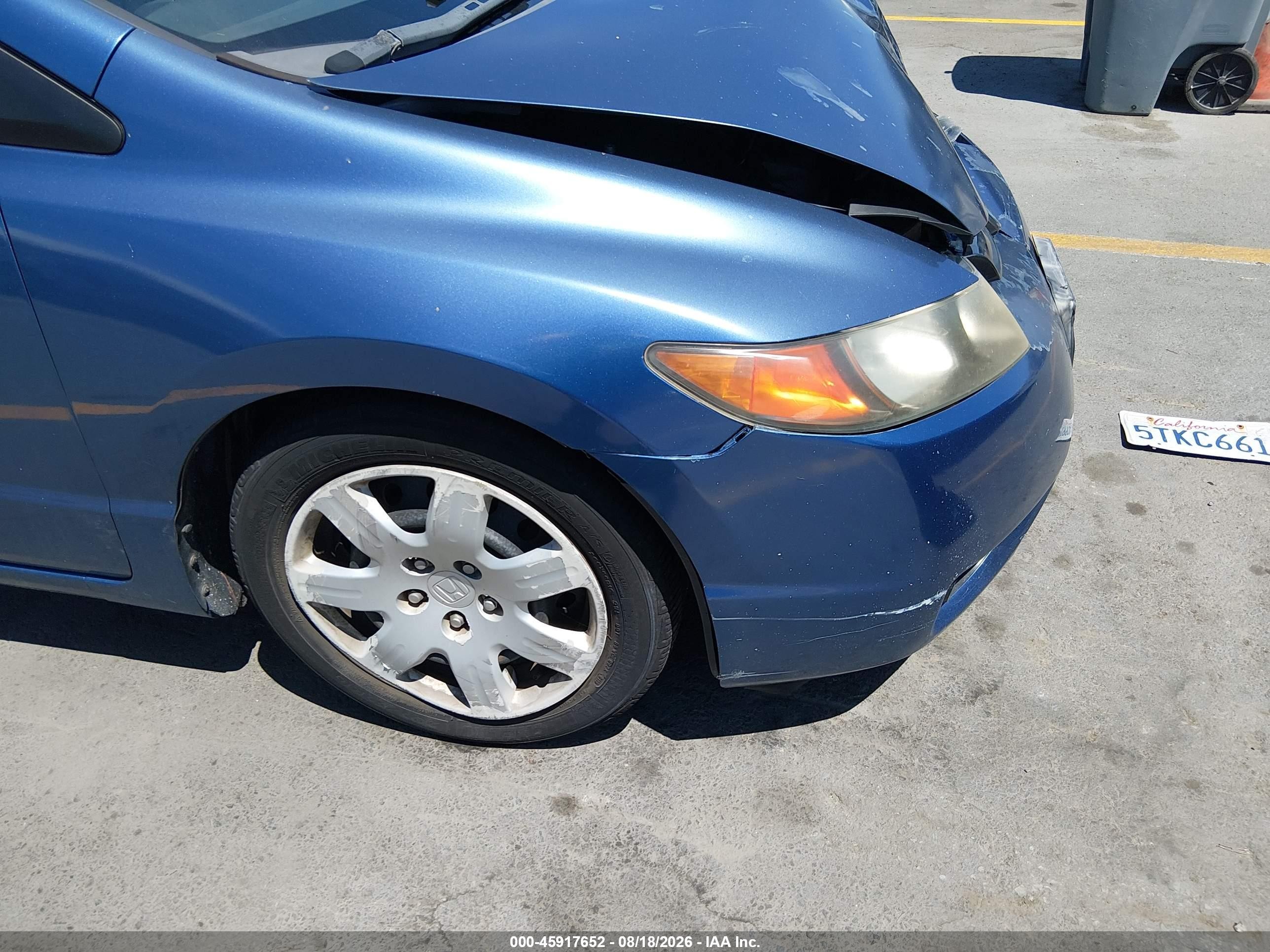 2006 Honda Civic Lx Blue vin: 2HGFG12646H537652