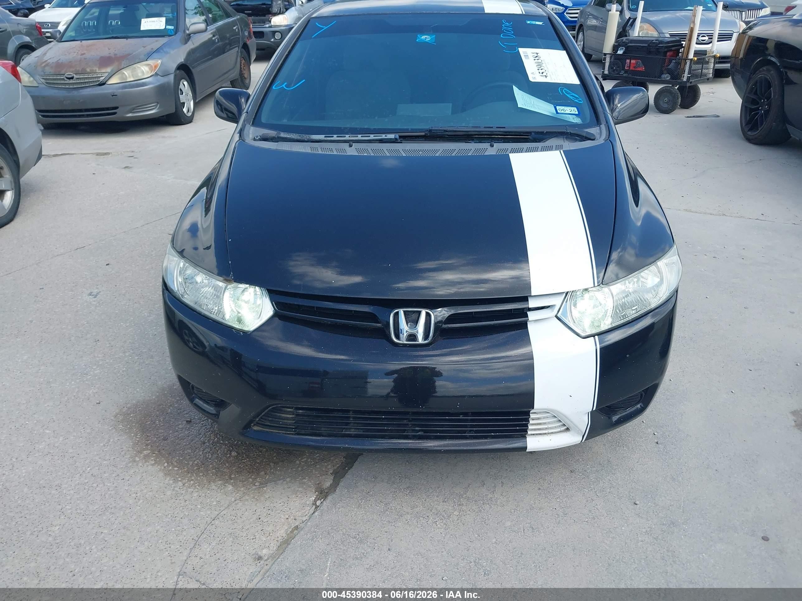2007 Honda Civic Lx Black vin: 2HGFG12647H525762