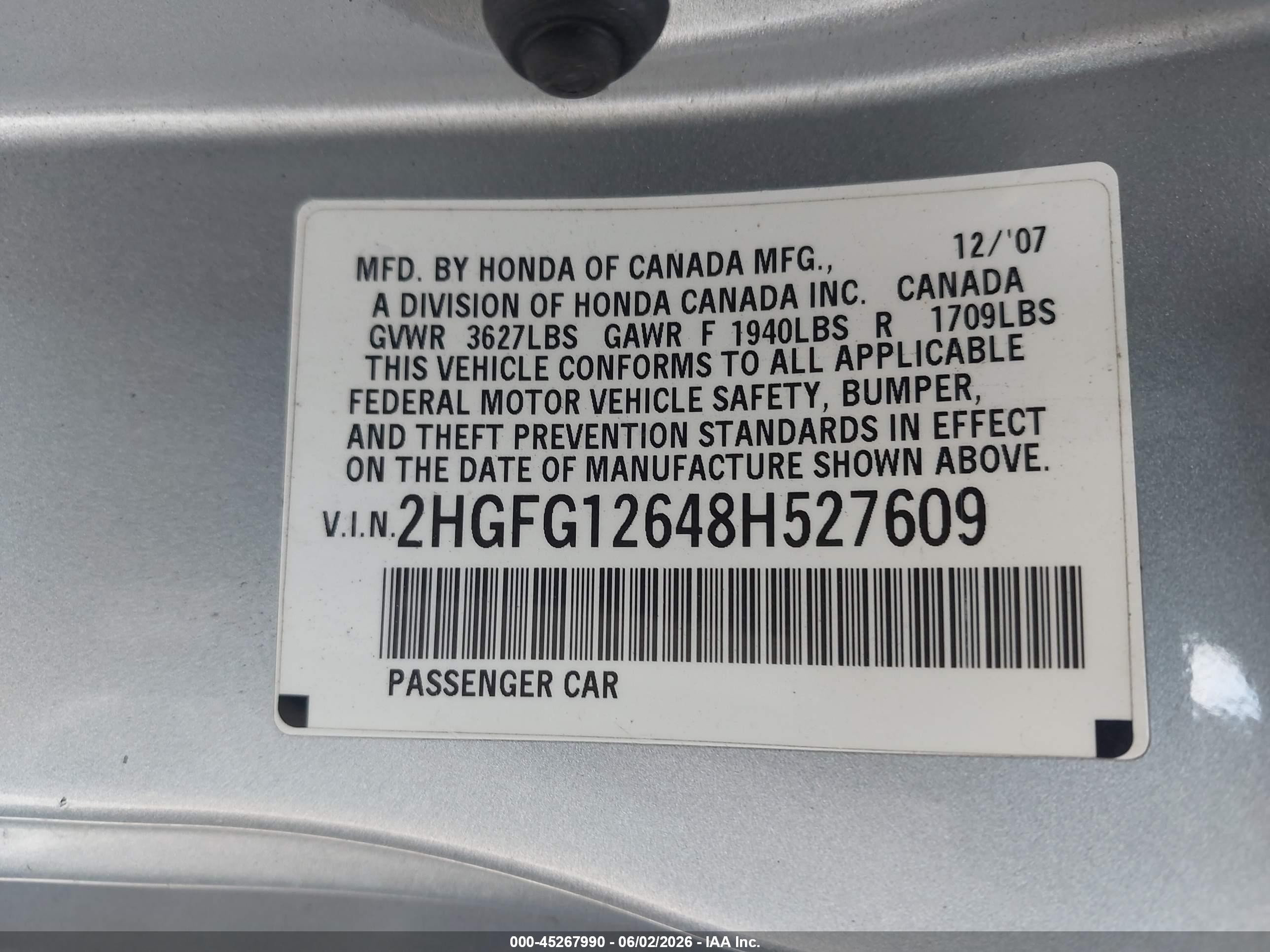 2008 Honda Civic Lx Серебряный vin: 2HGFG12648H527609