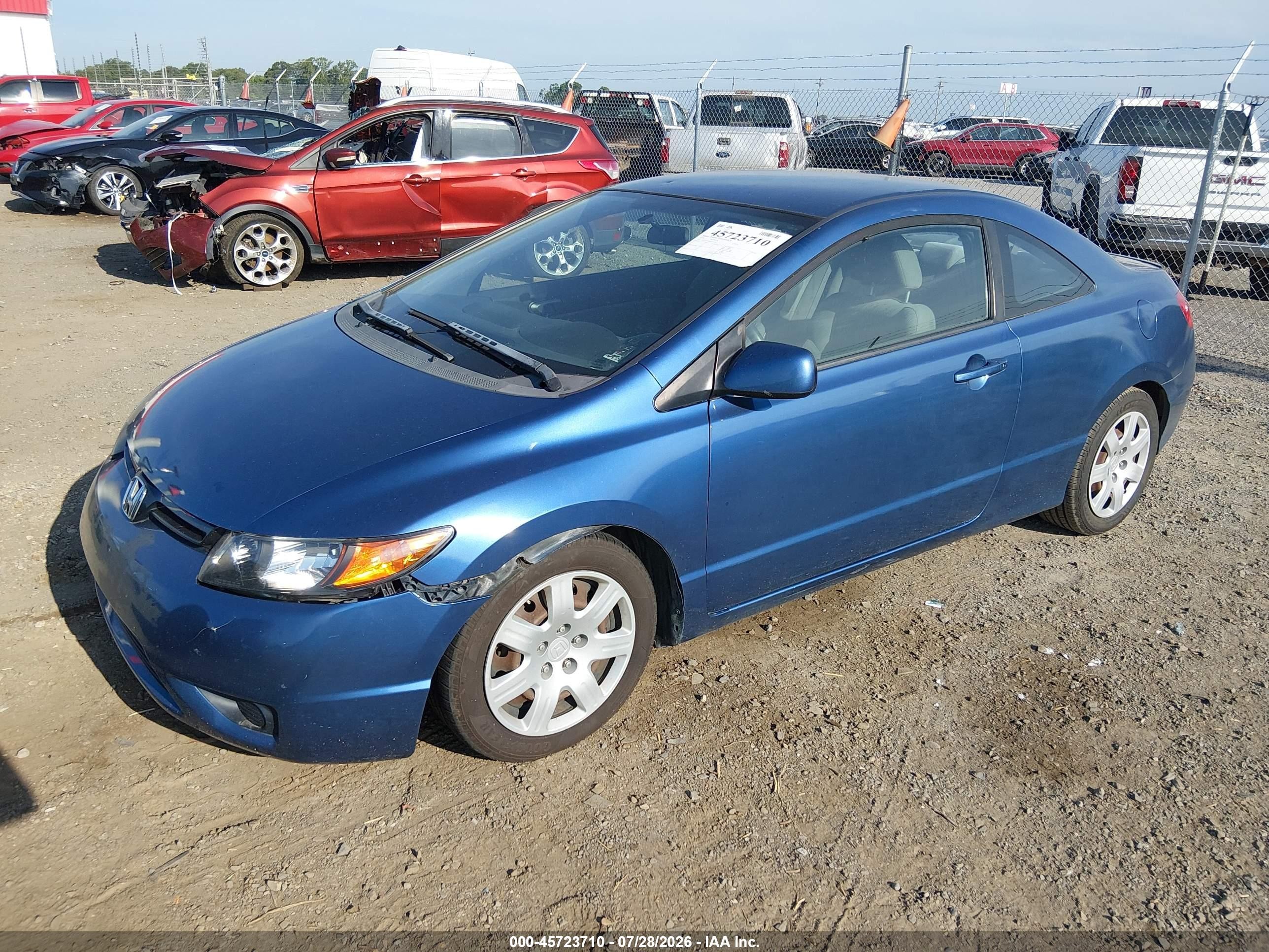 2008 Honda Civic Lx Blue vin: 2HGFG12648H535158