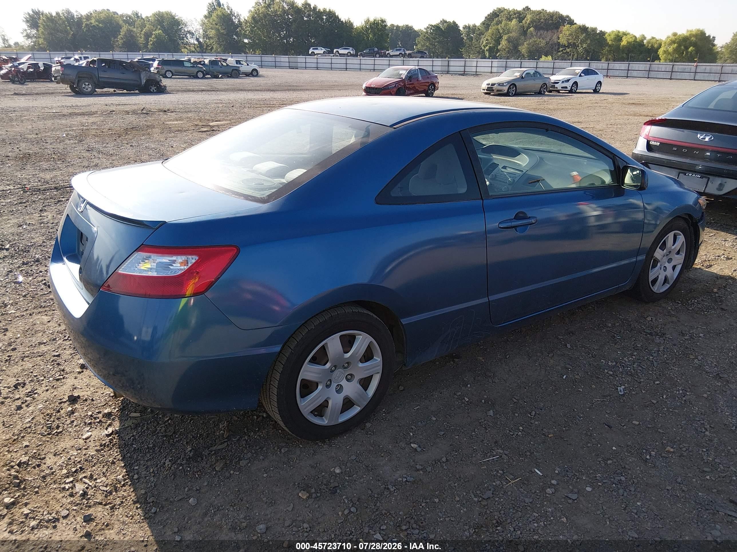 2008 Honda Civic Lx Blue vin: 2HGFG12648H535158