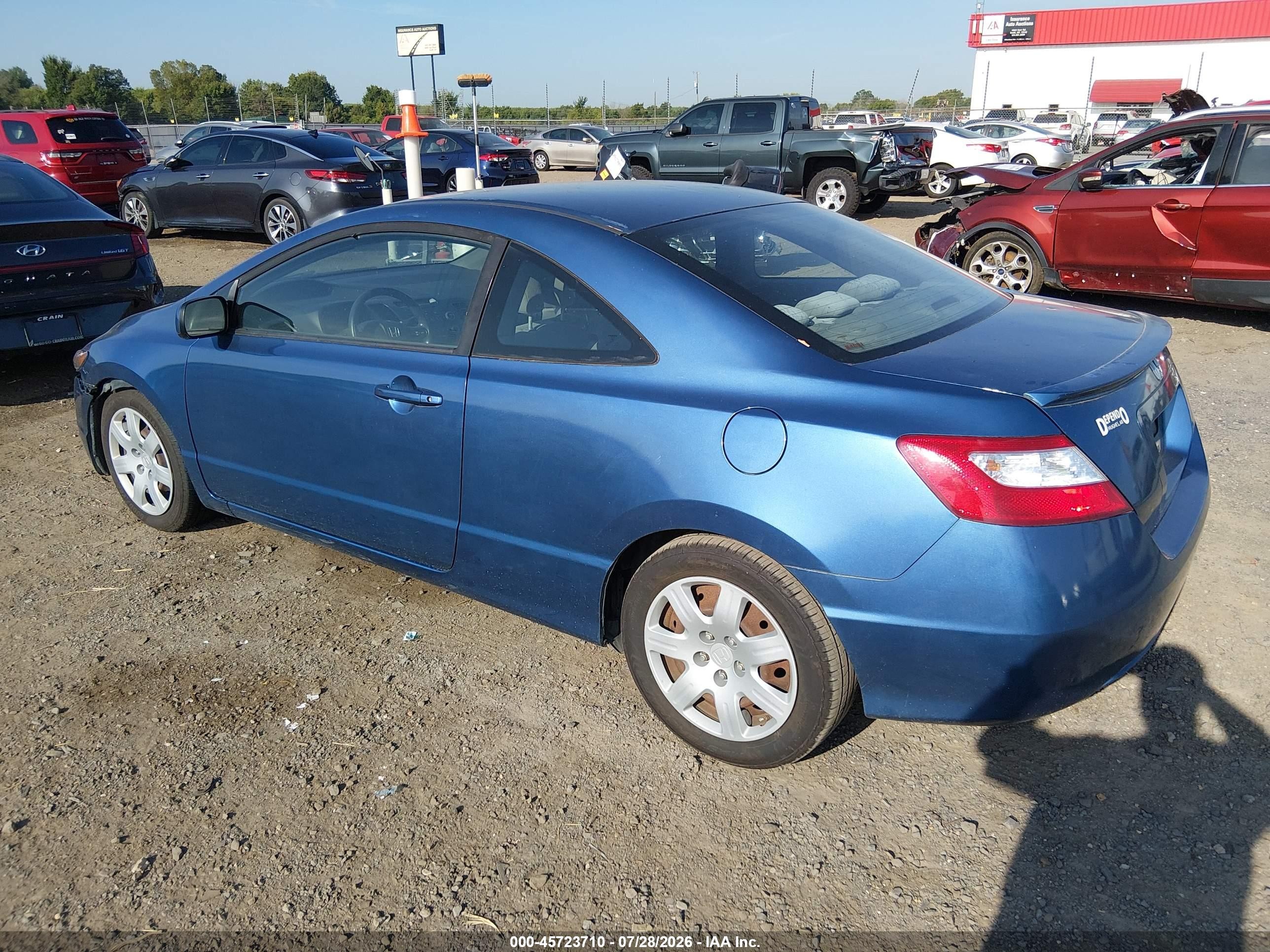 2008 Honda Civic Lx Blue vin: 2HGFG12648H535158