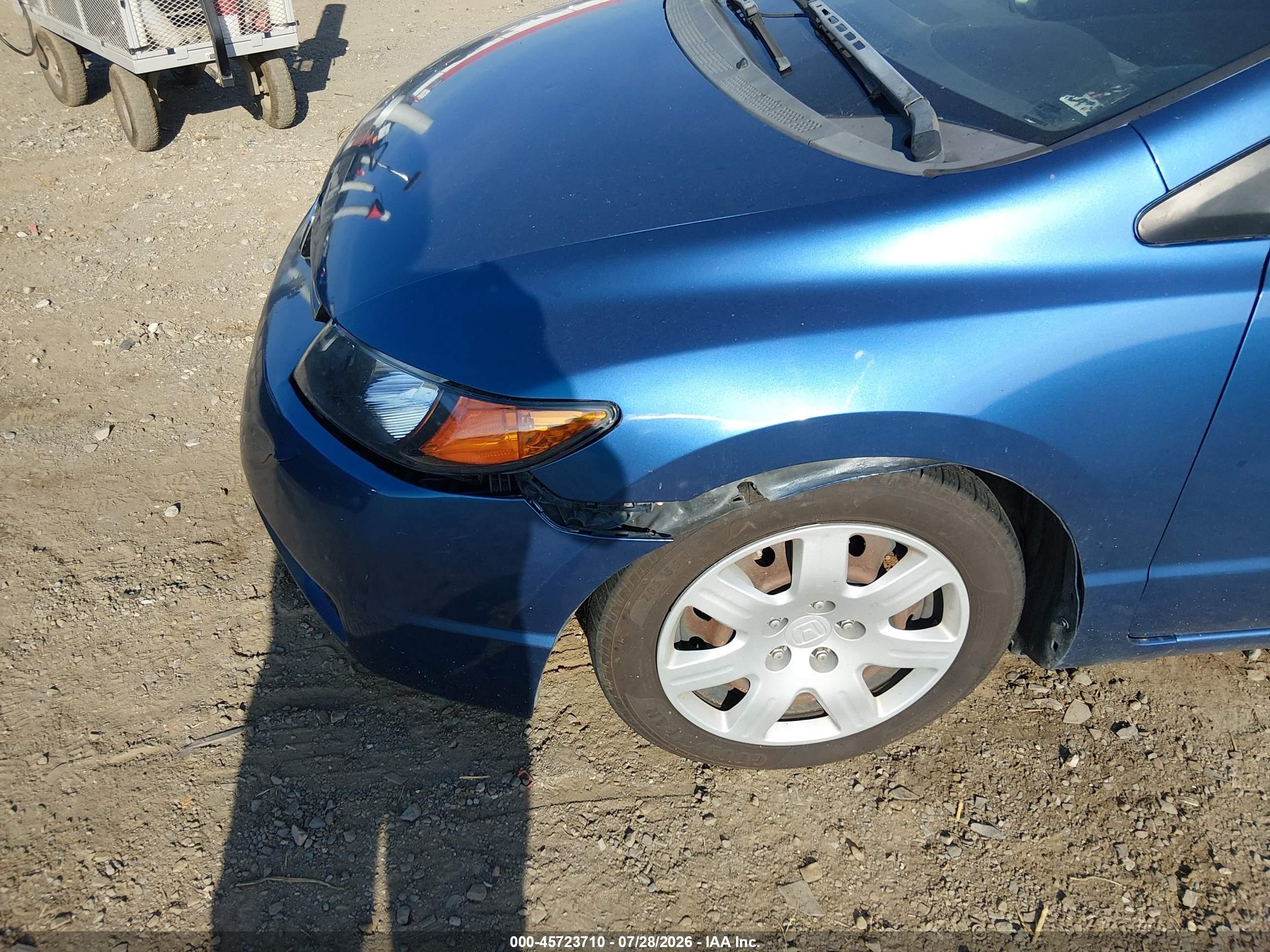 2008 Honda Civic Lx Blue vin: 2HGFG12648H535158