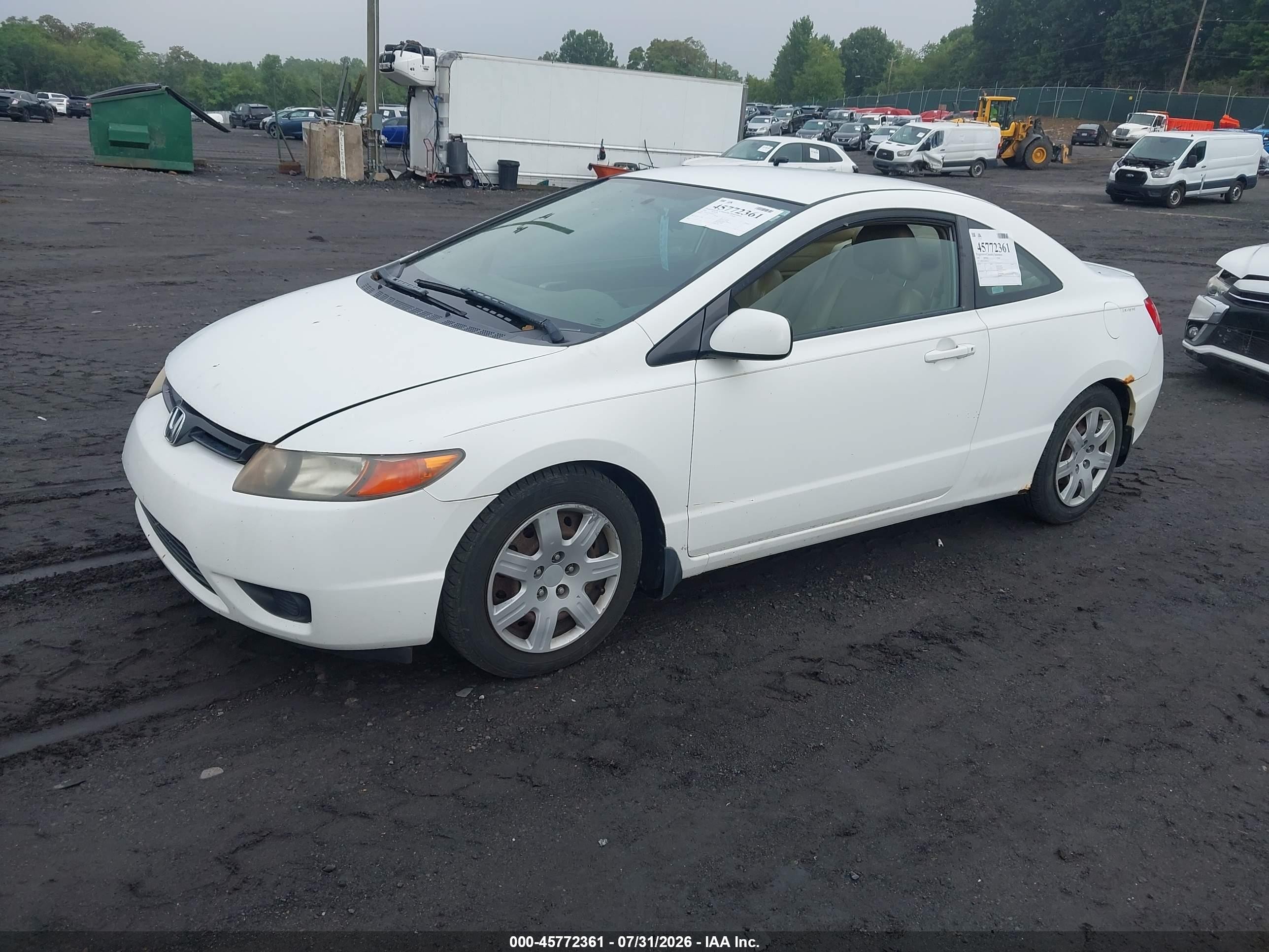 2006 Honda Civic Lx White vin: 2HGFG12656H545727