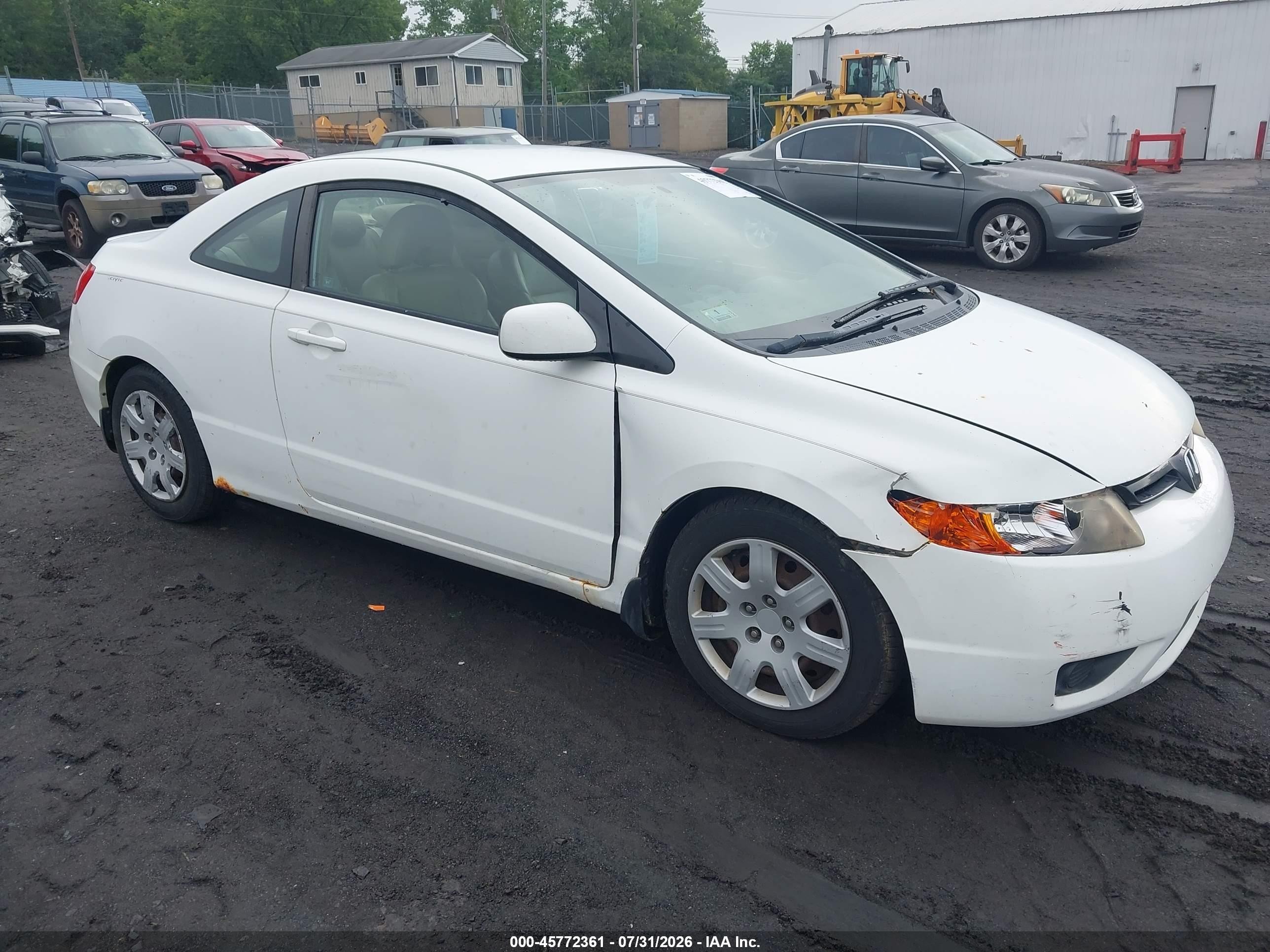 2006 Honda Civic Lx White vin: 2HGFG12656H545727