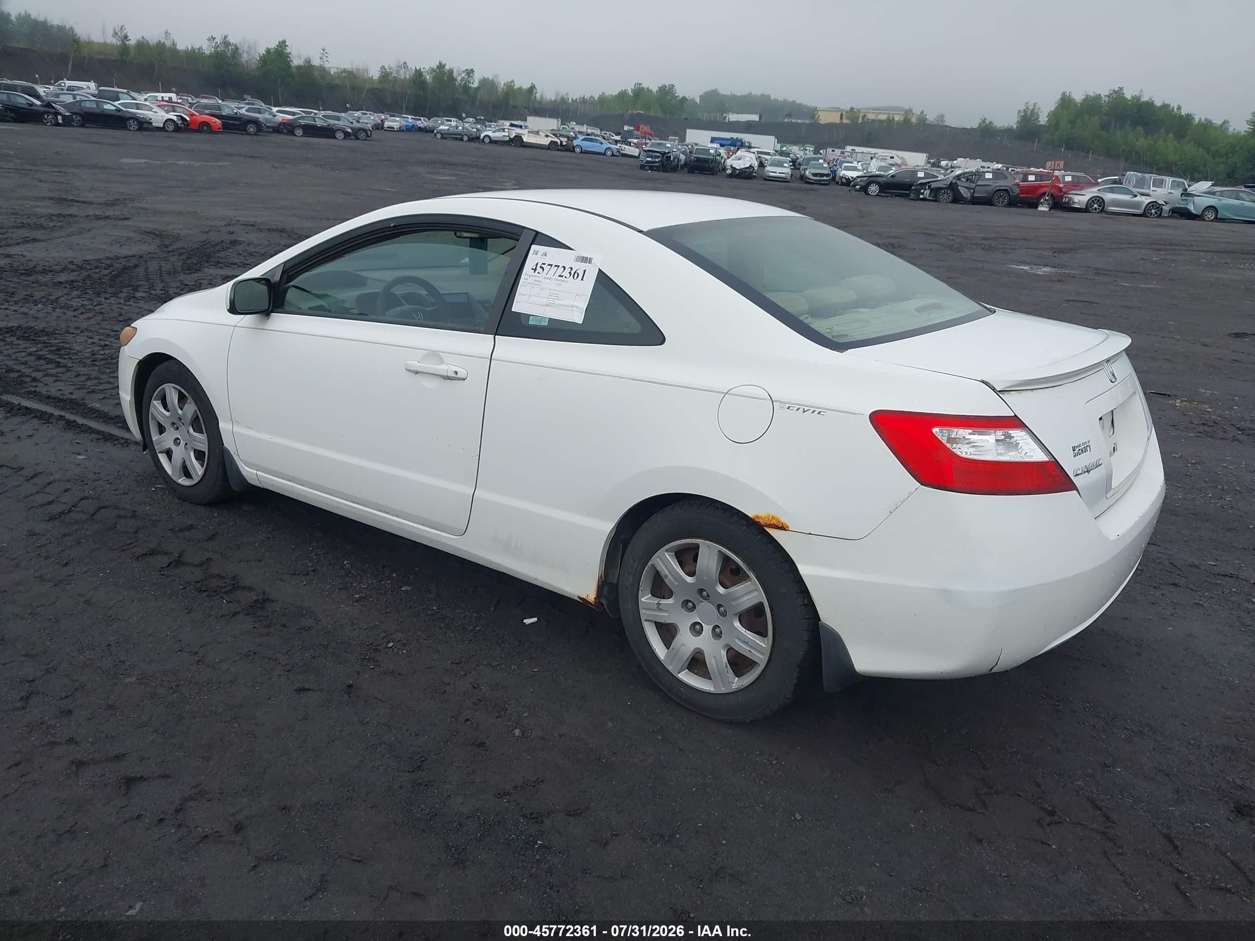 2006 Honda Civic Lx White vin: 2HGFG12656H545727