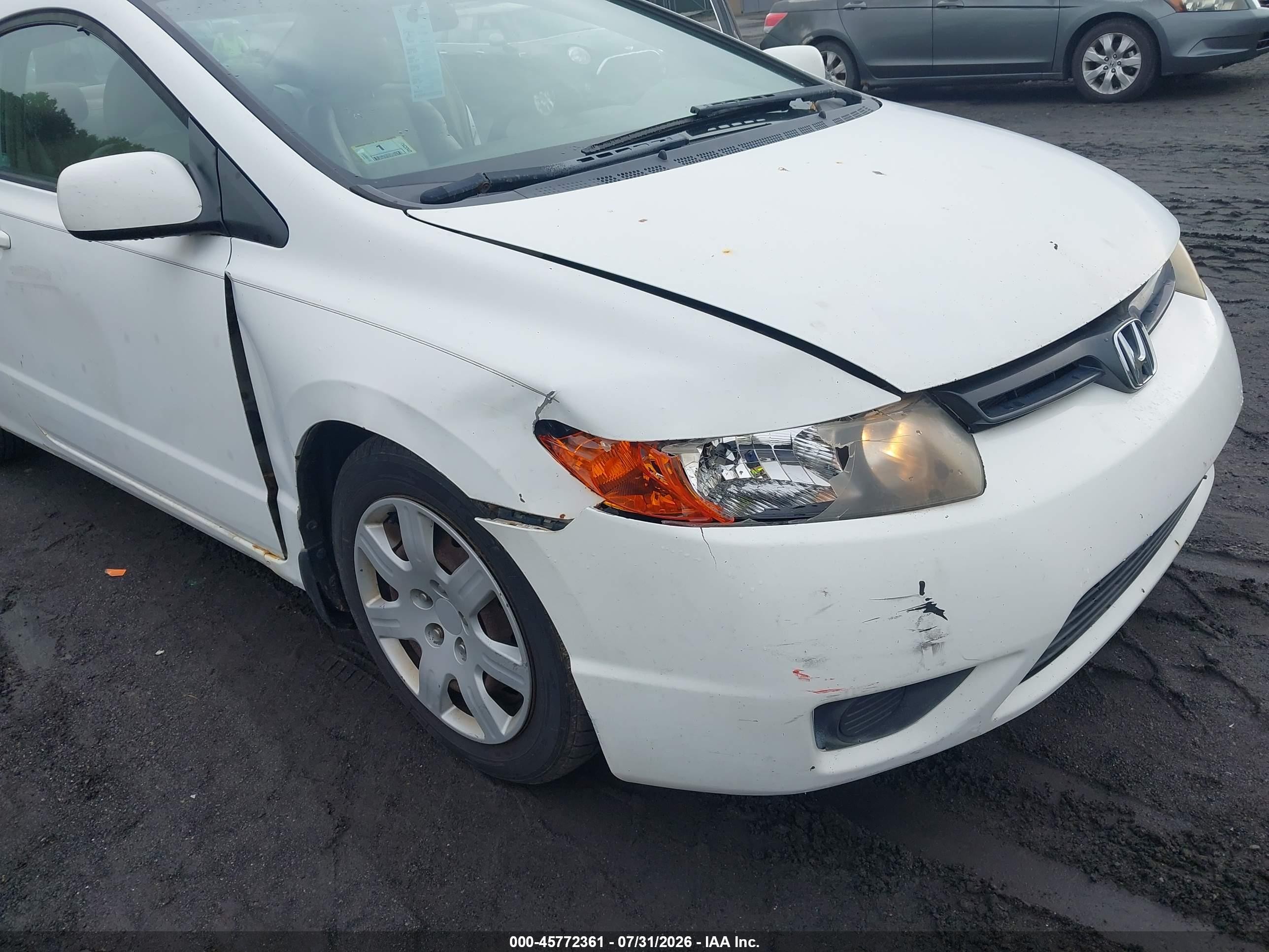 2006 Honda Civic Lx White vin: 2HGFG12656H545727