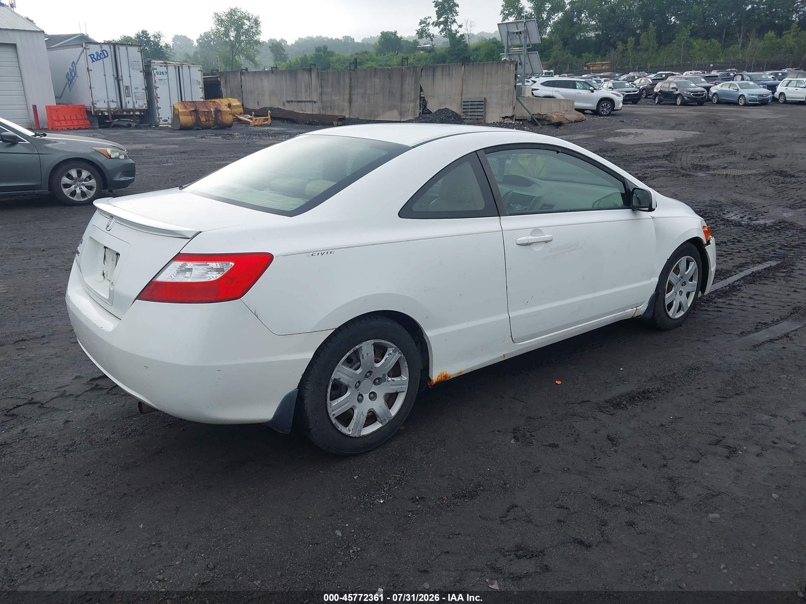 2006 Honda Civic Lx White vin: 2HGFG12656H545727