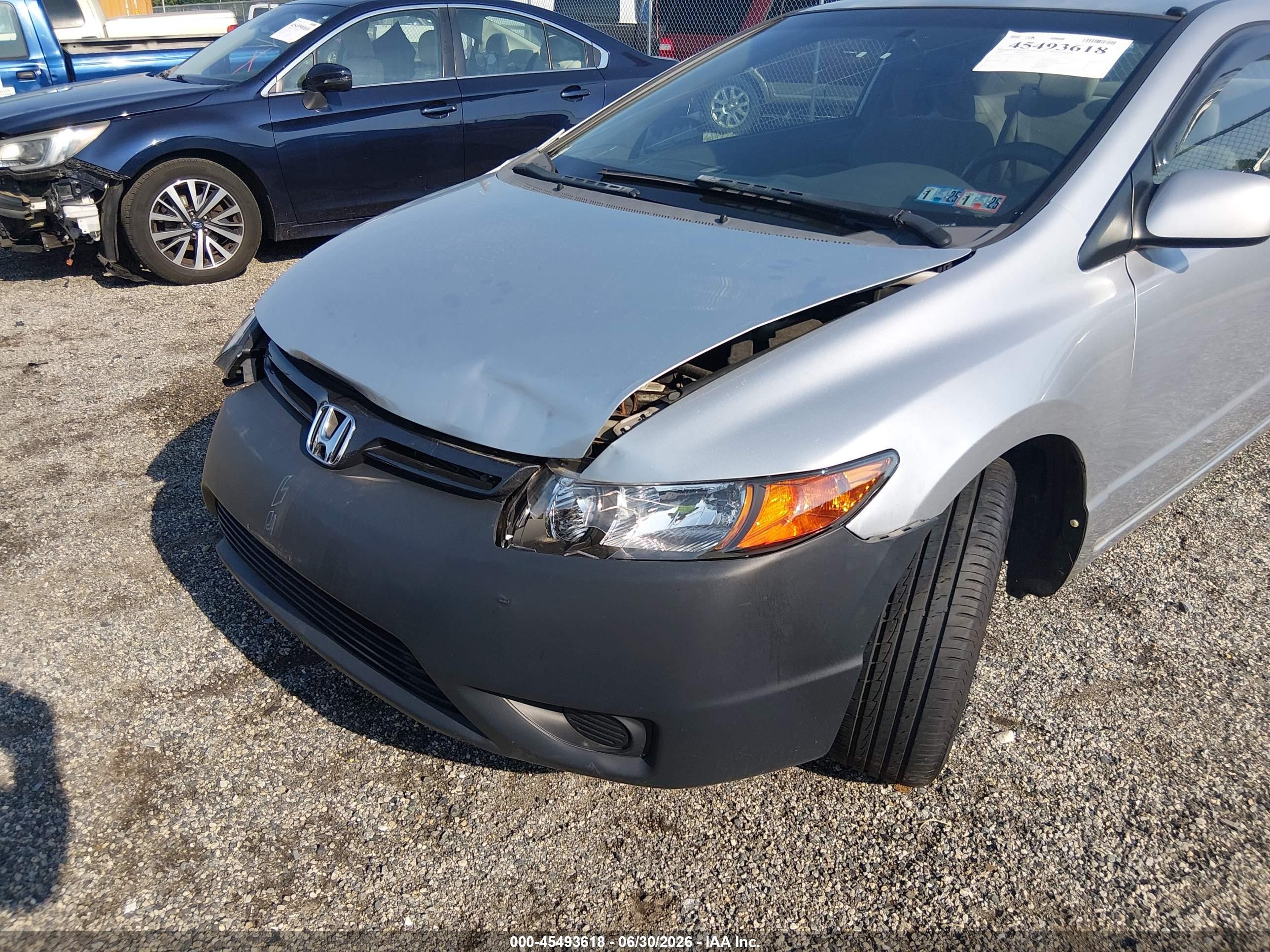 2007 Honda Civic Lx Gray vin: 2HGFG12657H515645