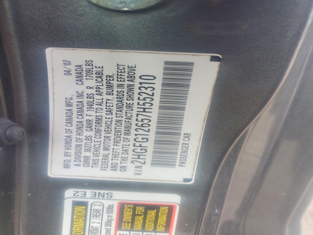 2007 Honda Civic Lx Brown vin: 2HGFG12657H552310