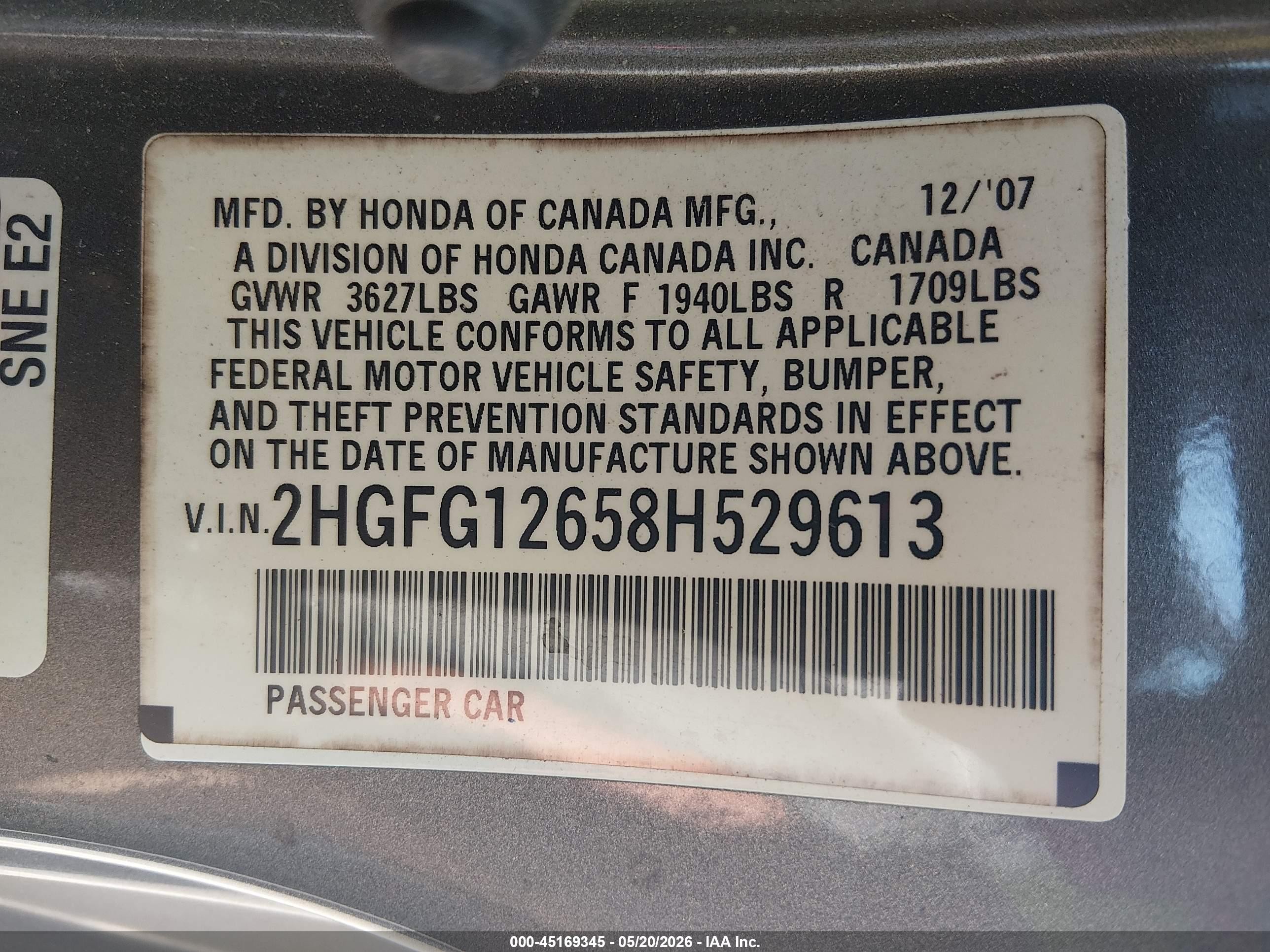2008 Honda Civic Lx Pewter vin: 2HGFG12658H529613