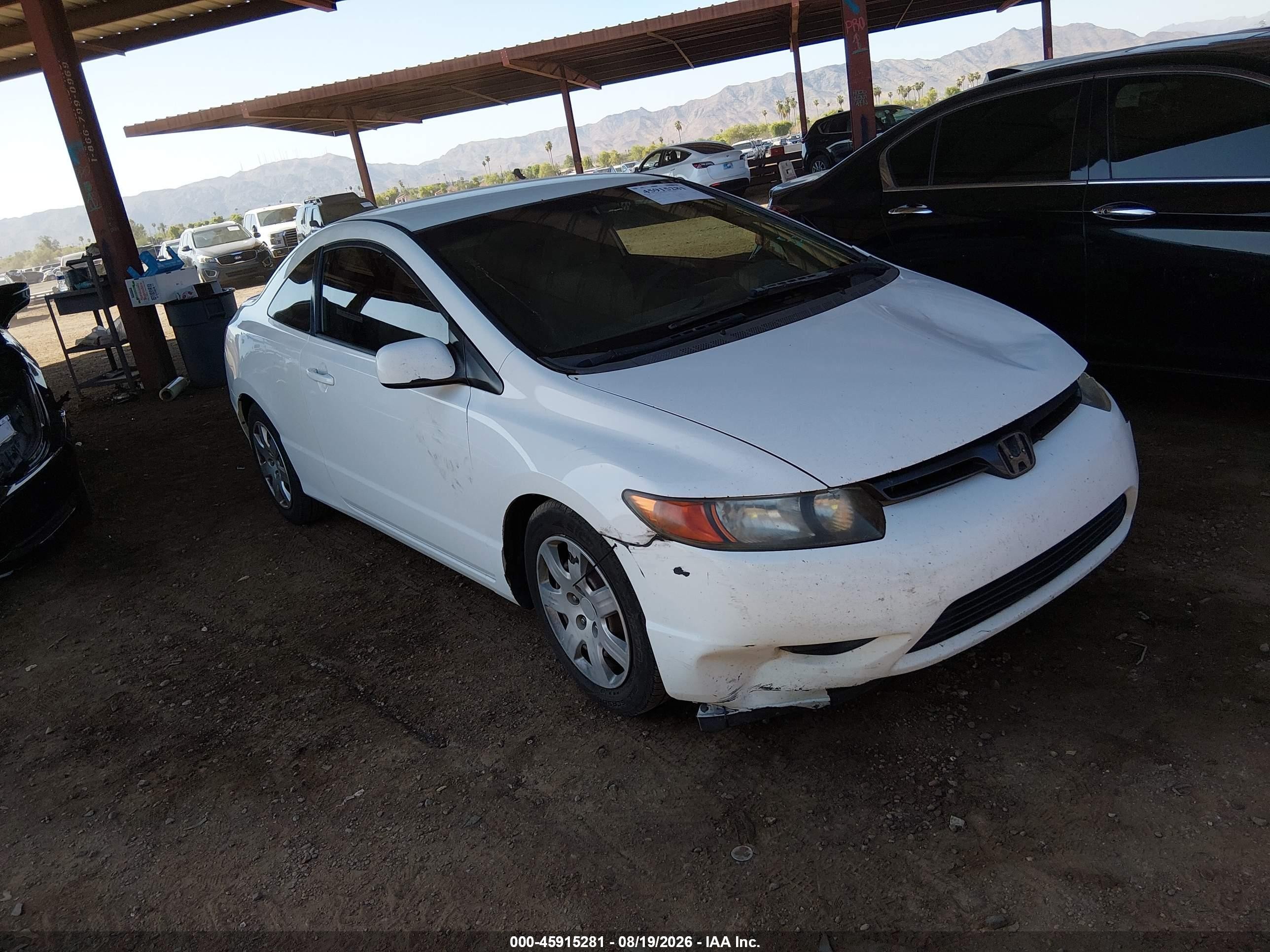 2008 Honda Civic Lx White vin: 2HGFG12658H557377