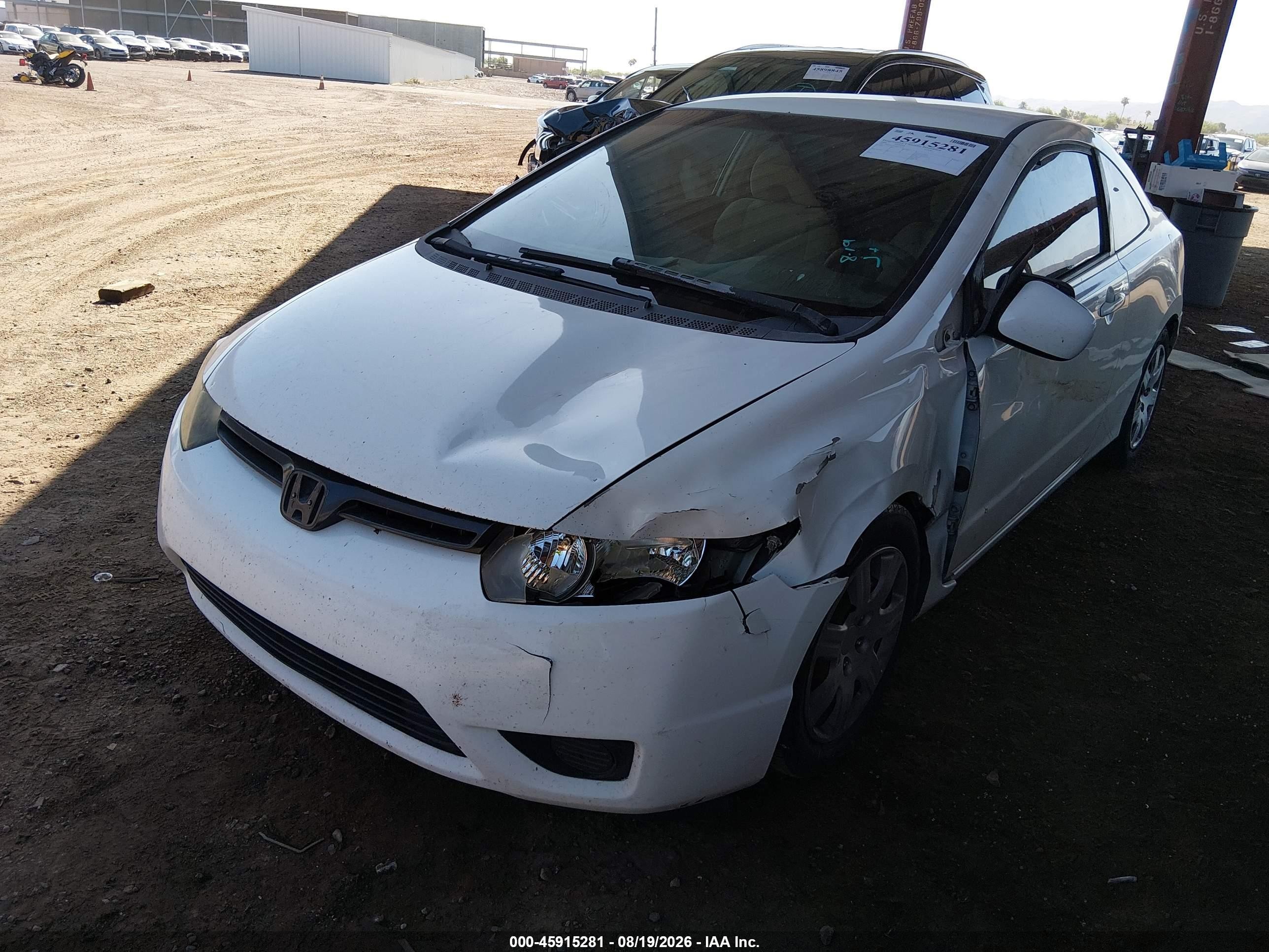 2008 Honda Civic Lx White vin: 2HGFG12658H557377