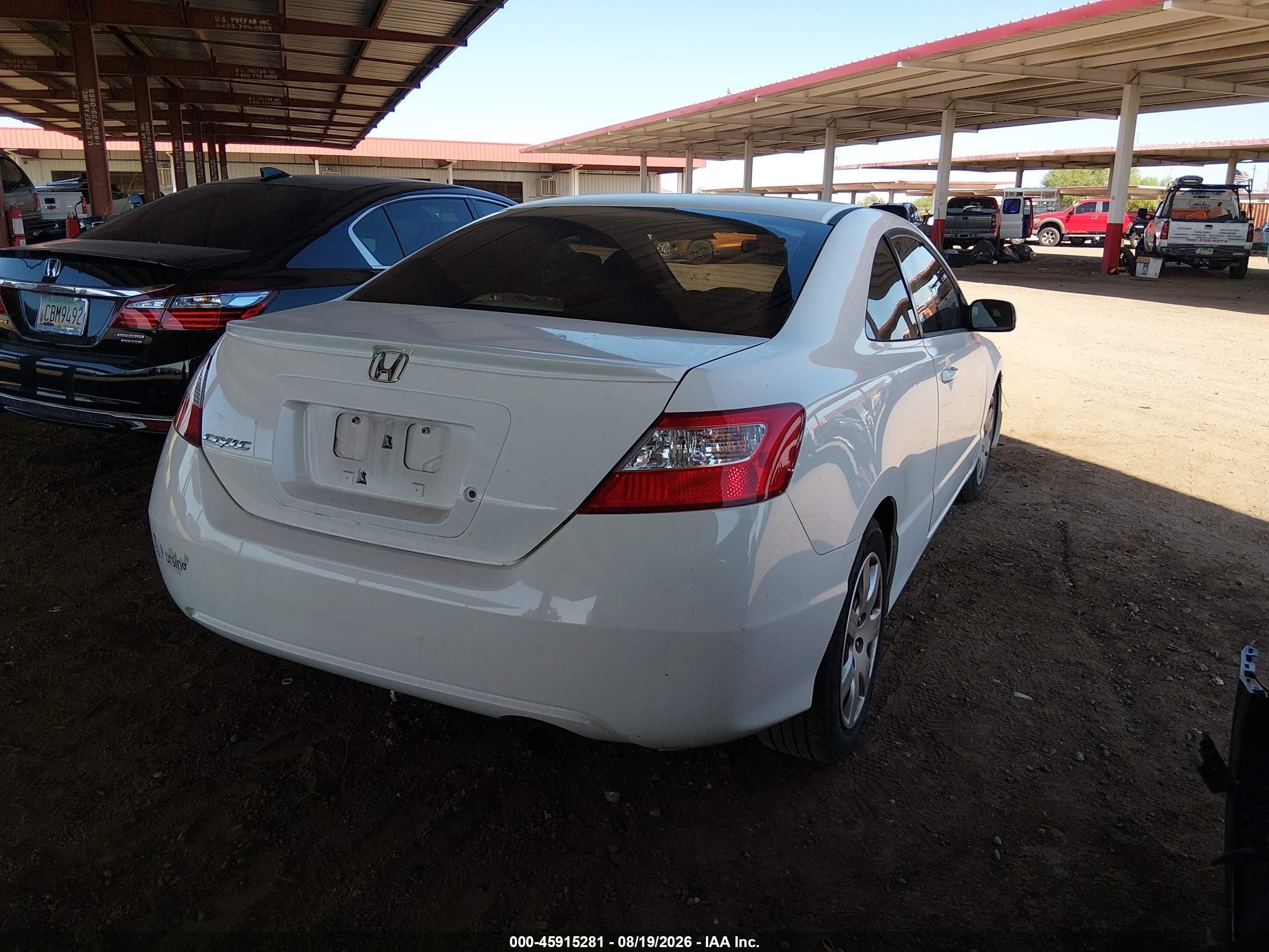 2008 Honda Civic Lx White vin: 2HGFG12658H557377