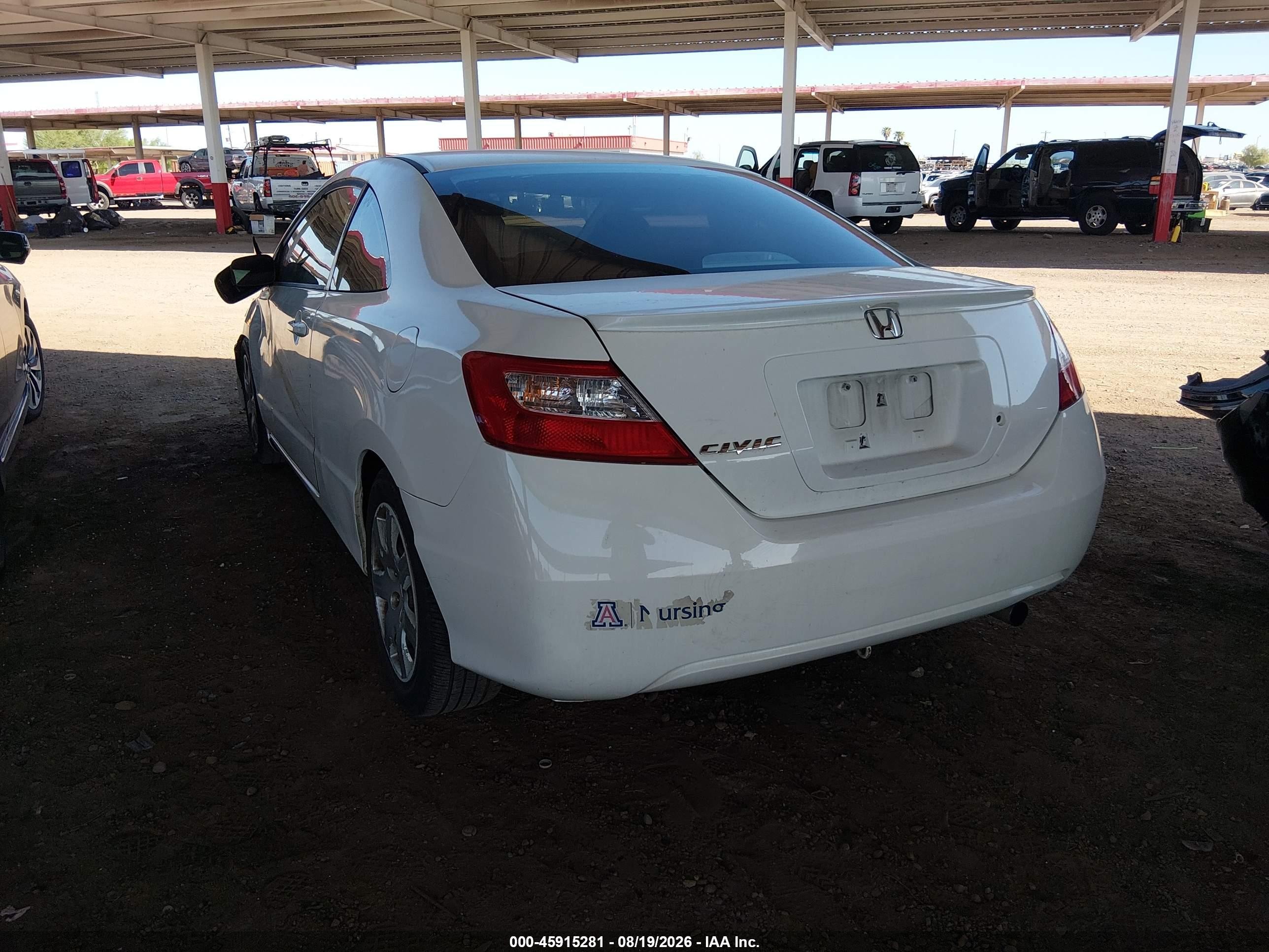 2008 Honda Civic Lx White vin: 2HGFG12658H557377