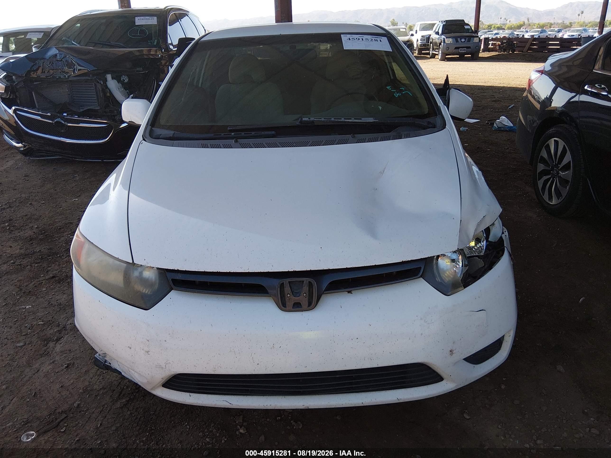 2008 Honda Civic Lx White vin: 2HGFG12658H557377