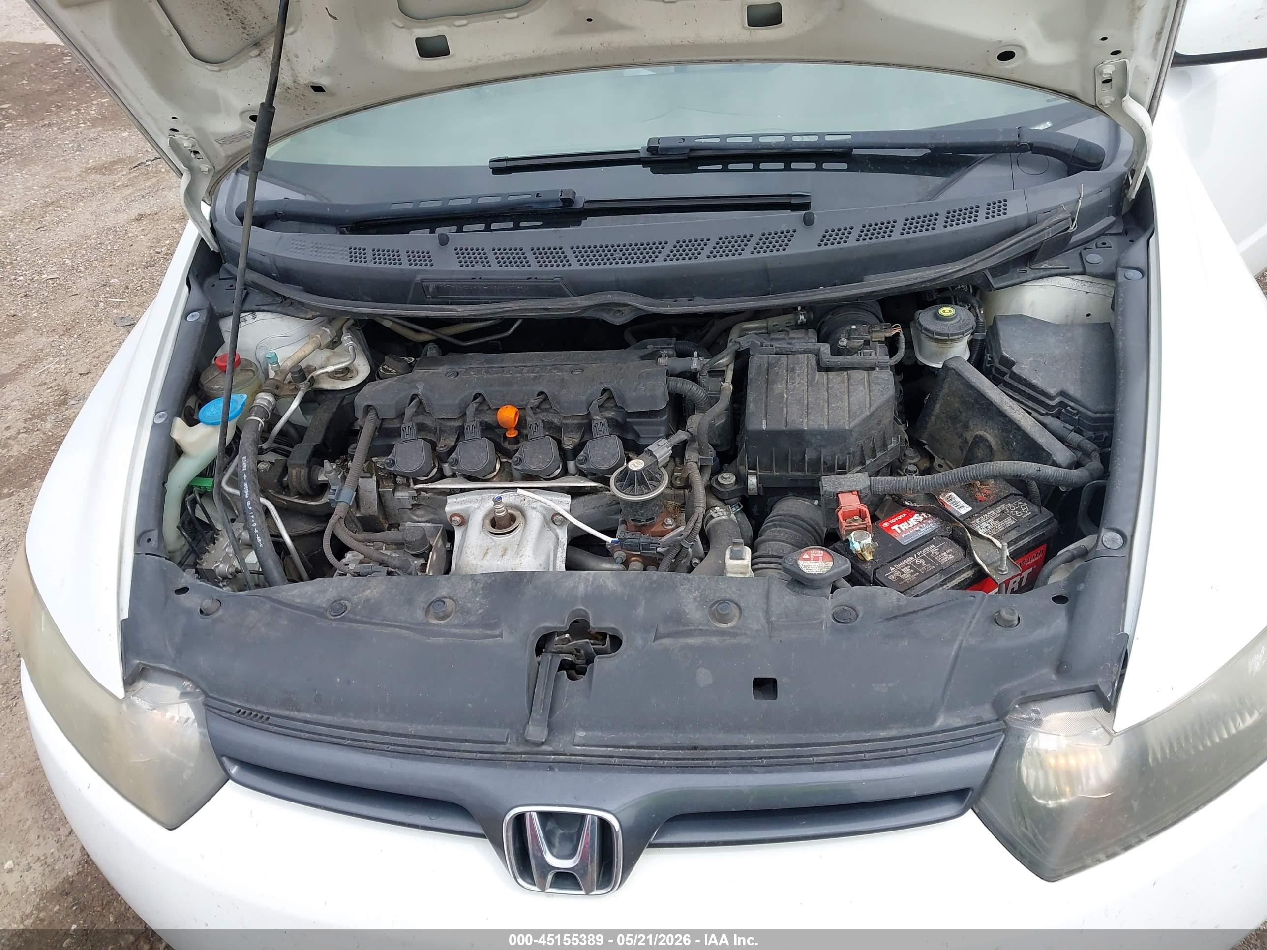 2008 Honda Civic Lx White vin: 2HGFG12658H565365