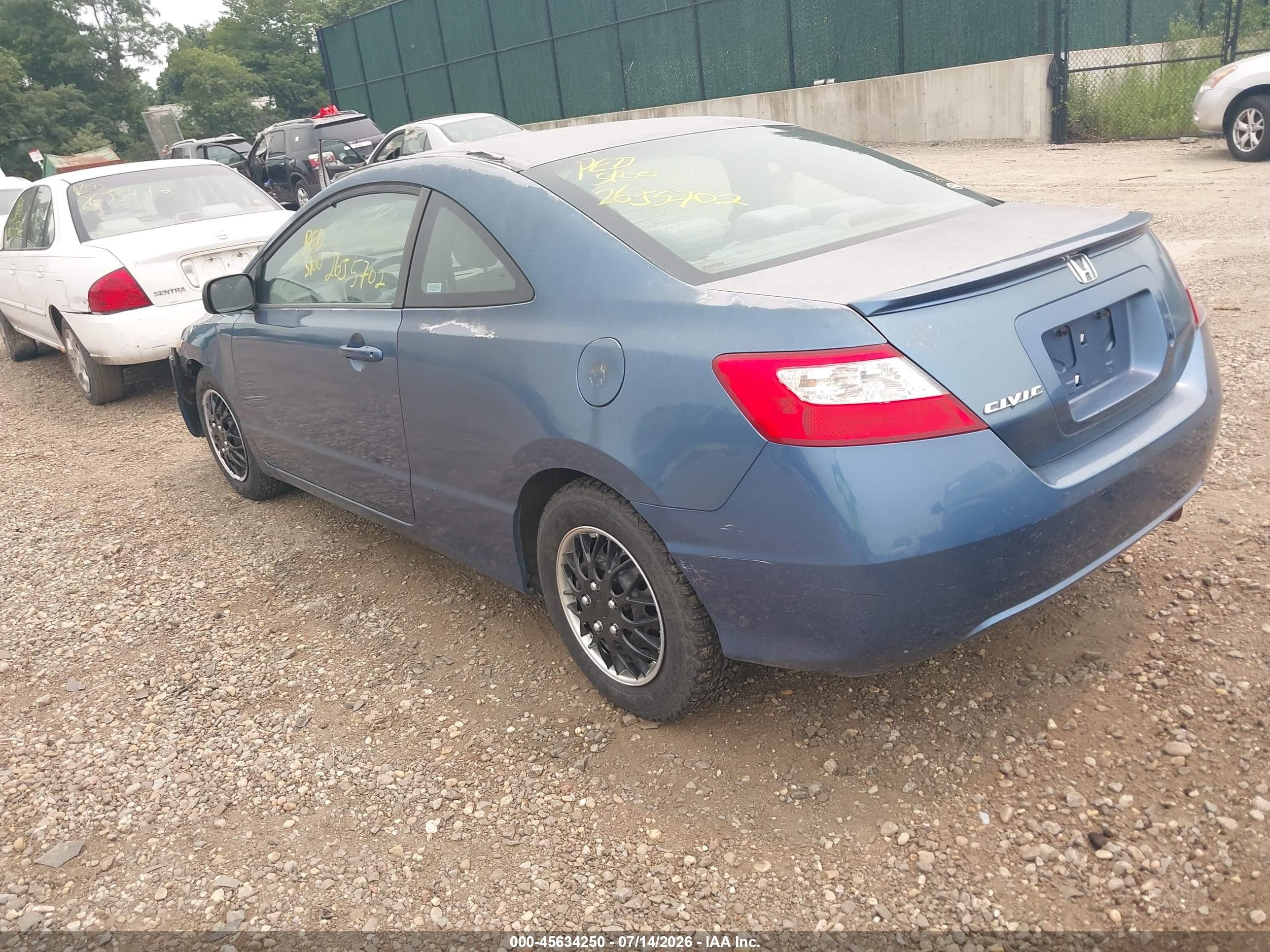 2008 Honda Civic Lx Blue vin: 2HGFG12658H571747