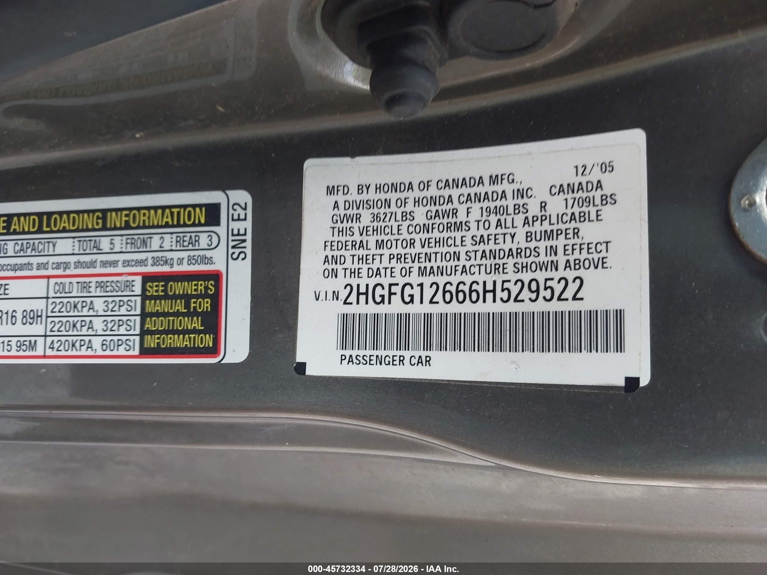 2006 Honda Civic Lx Brown vin: 2HGFG12666H529522