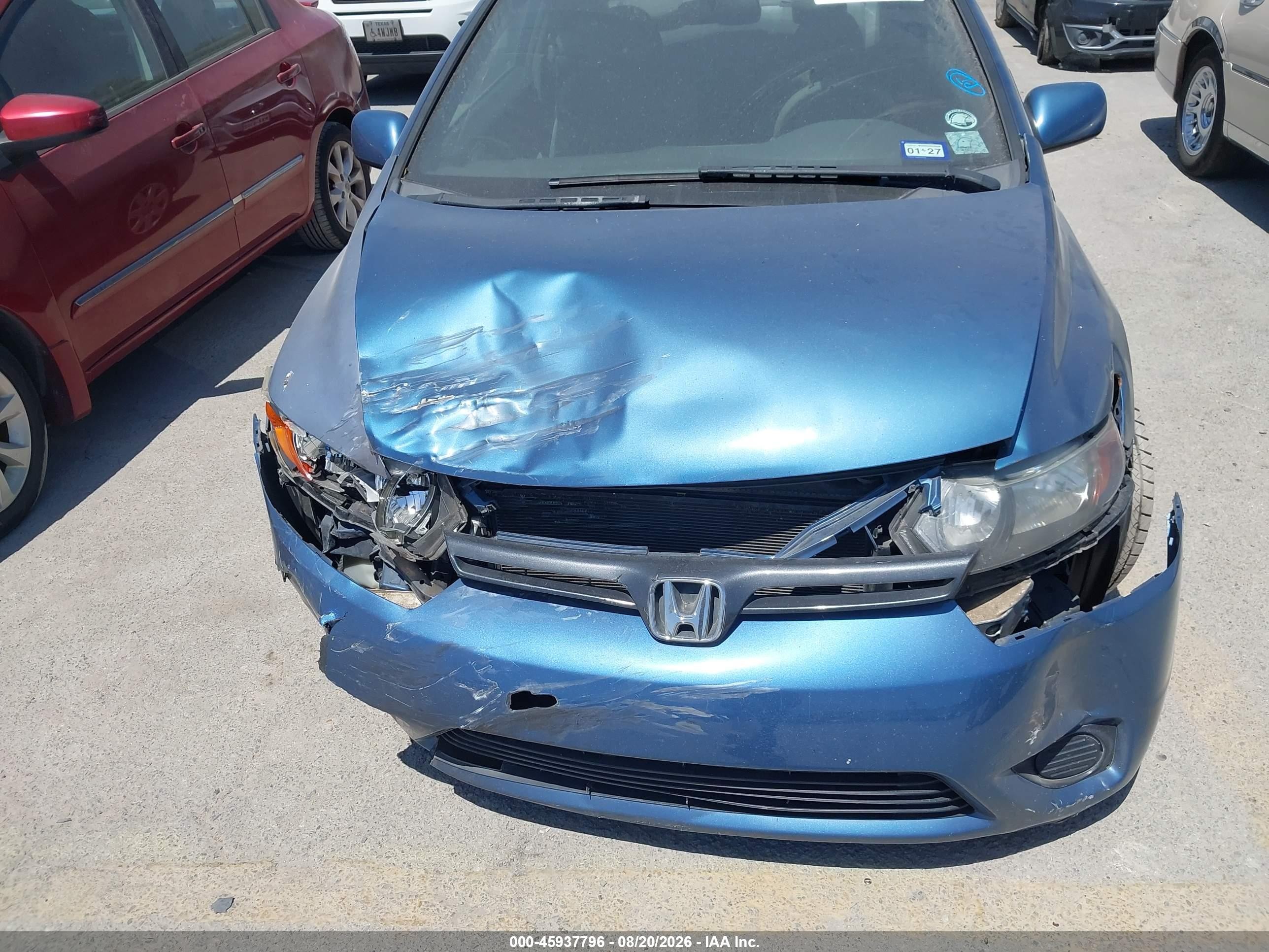 2006 Honda Civic Lx Blue vin: 2HGFG12676H550623