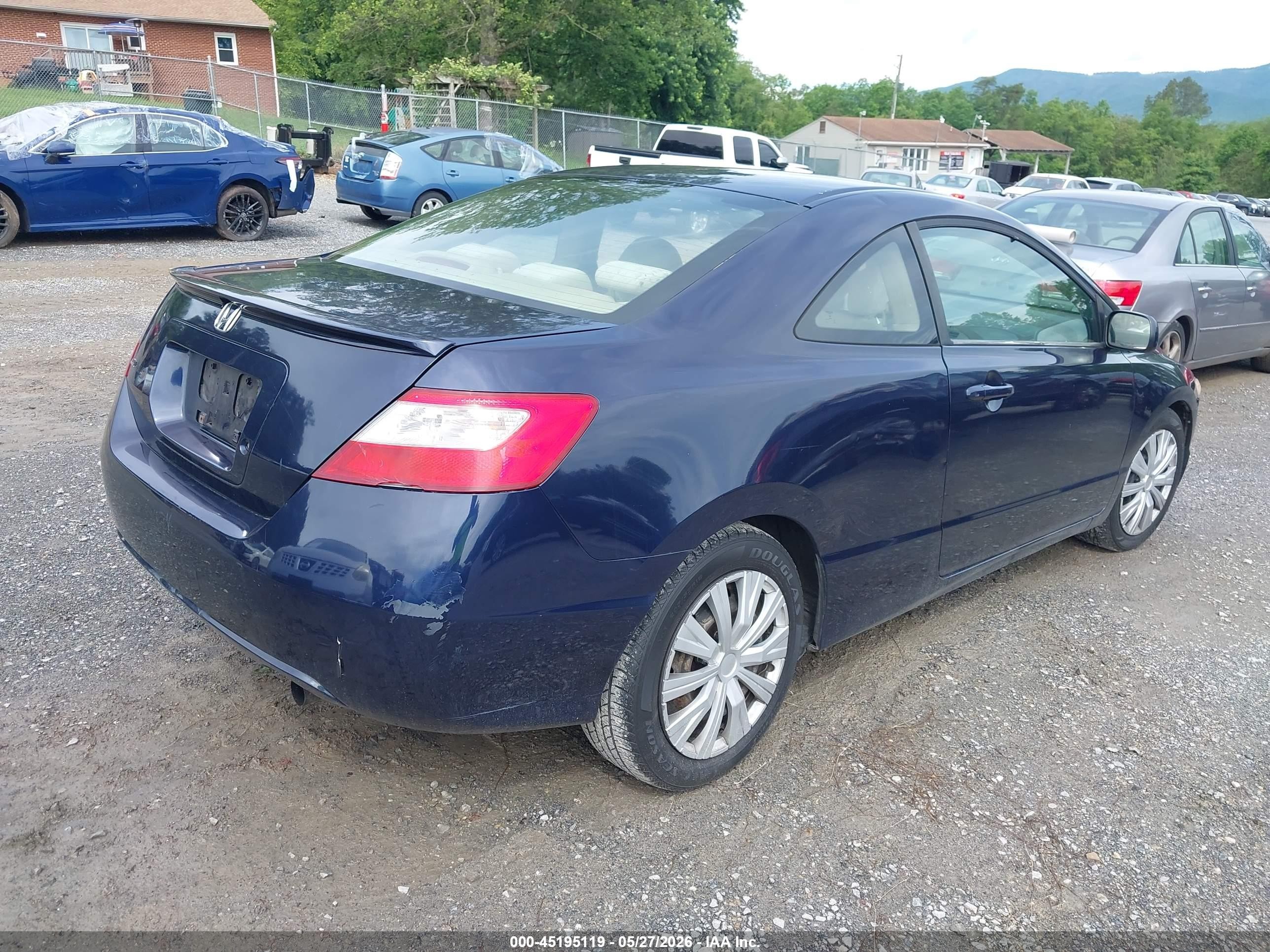 2006 Honda Civic Lx Blue vin: 2HGFG12676H582231