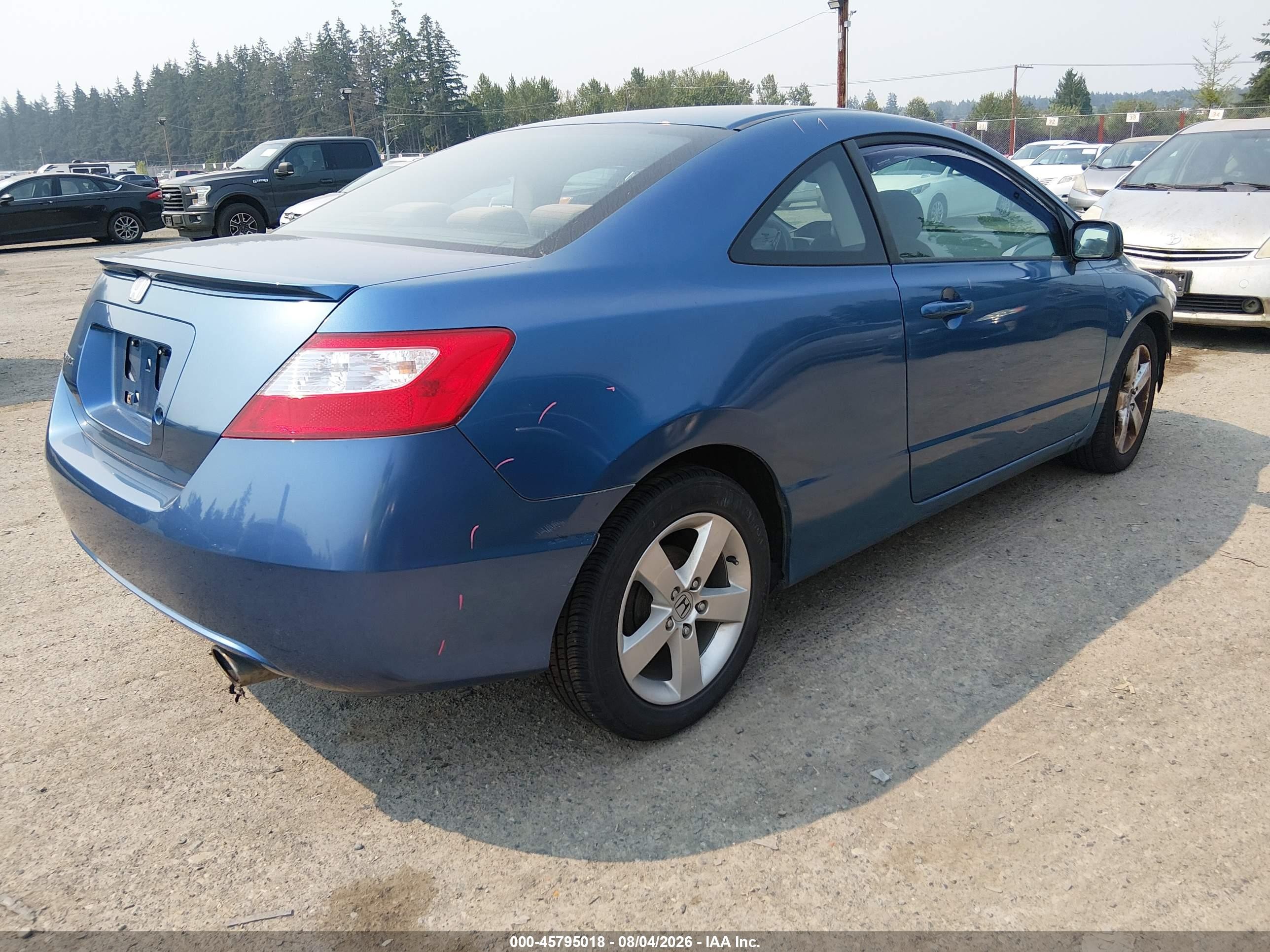 2007 Honda Civic Lx Blue vin: 2HGFG12677H002803
