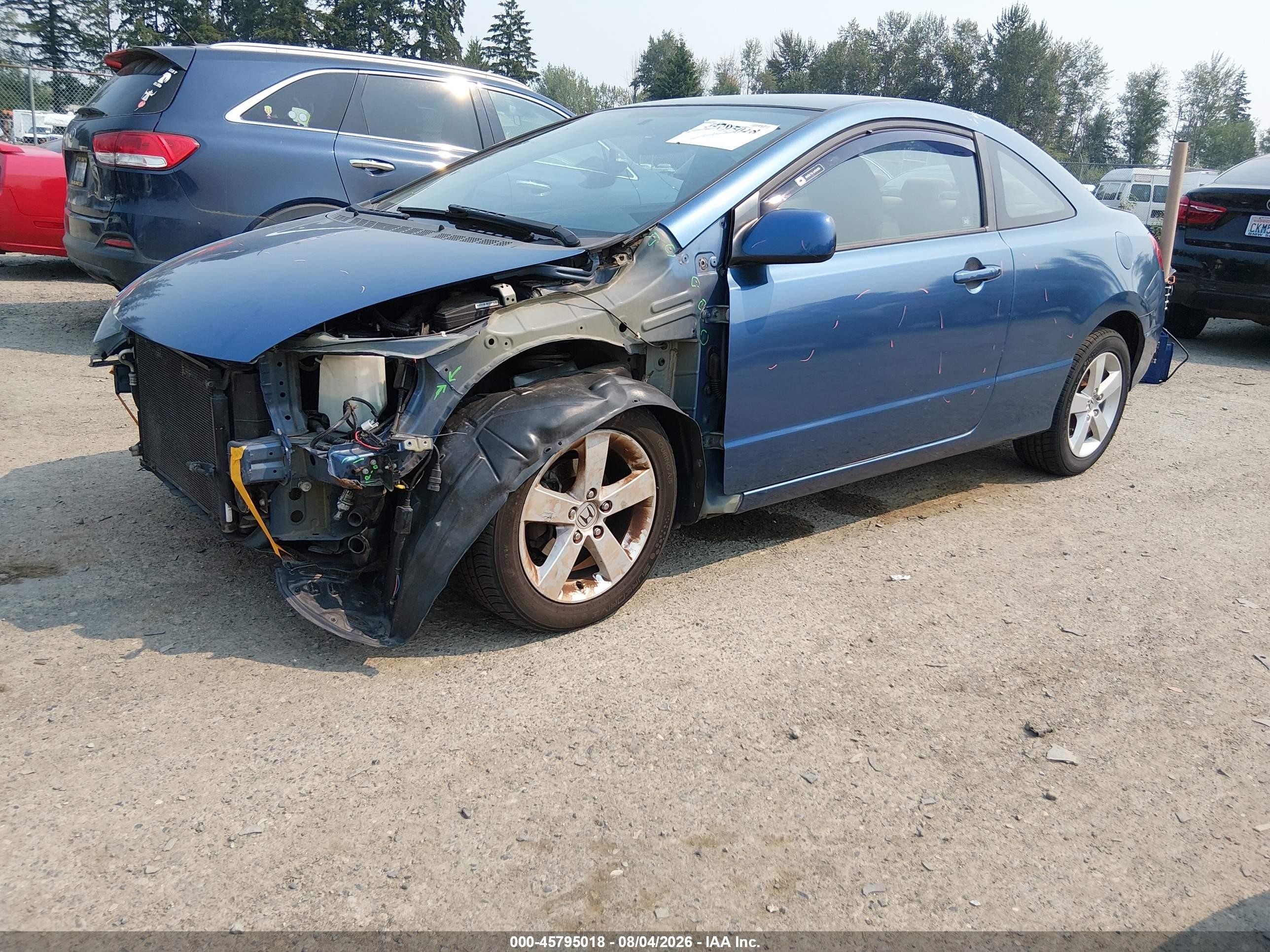 2007 Honda Civic Lx Blue vin: 2HGFG12677H002803