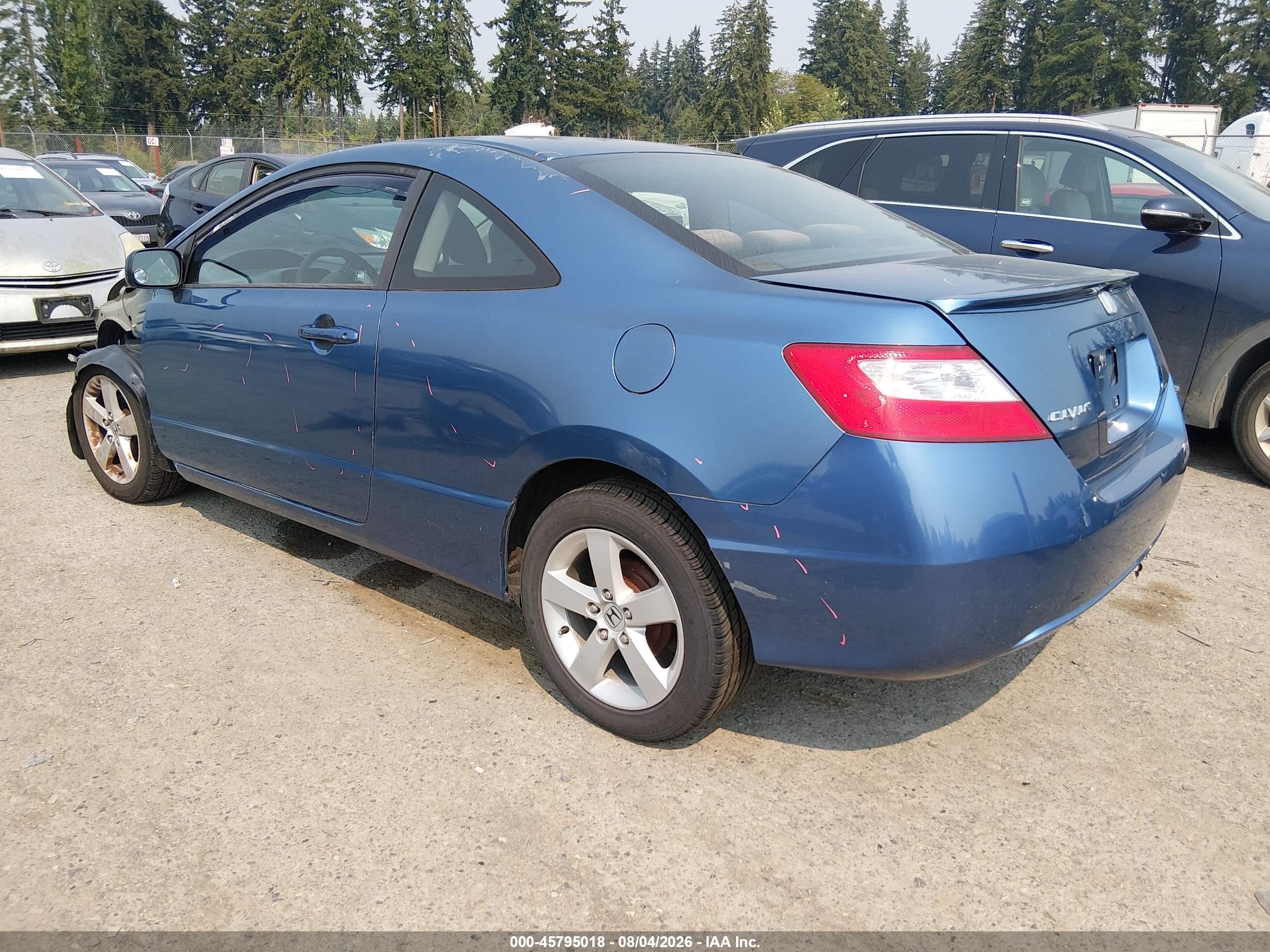 2007 Honda Civic Lx Blue vin: 2HGFG12677H002803