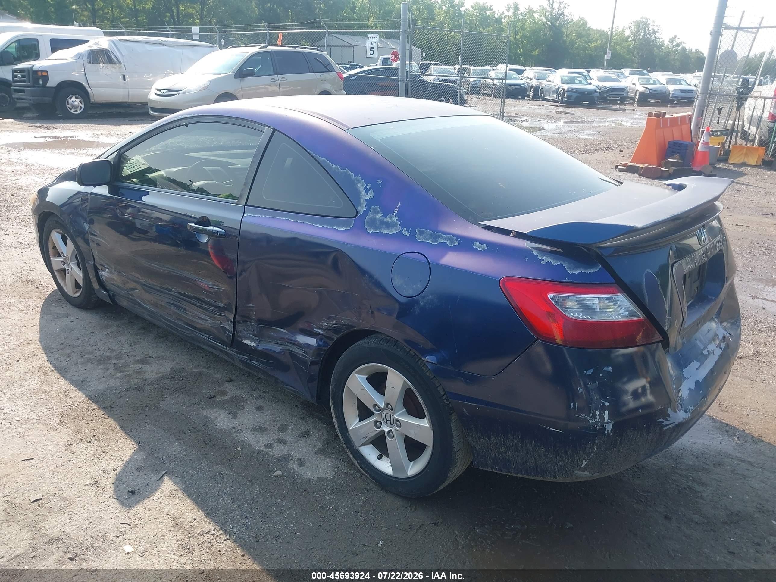 2007 Honda Civic Lx Blue vin: 2HGFG12677H558030