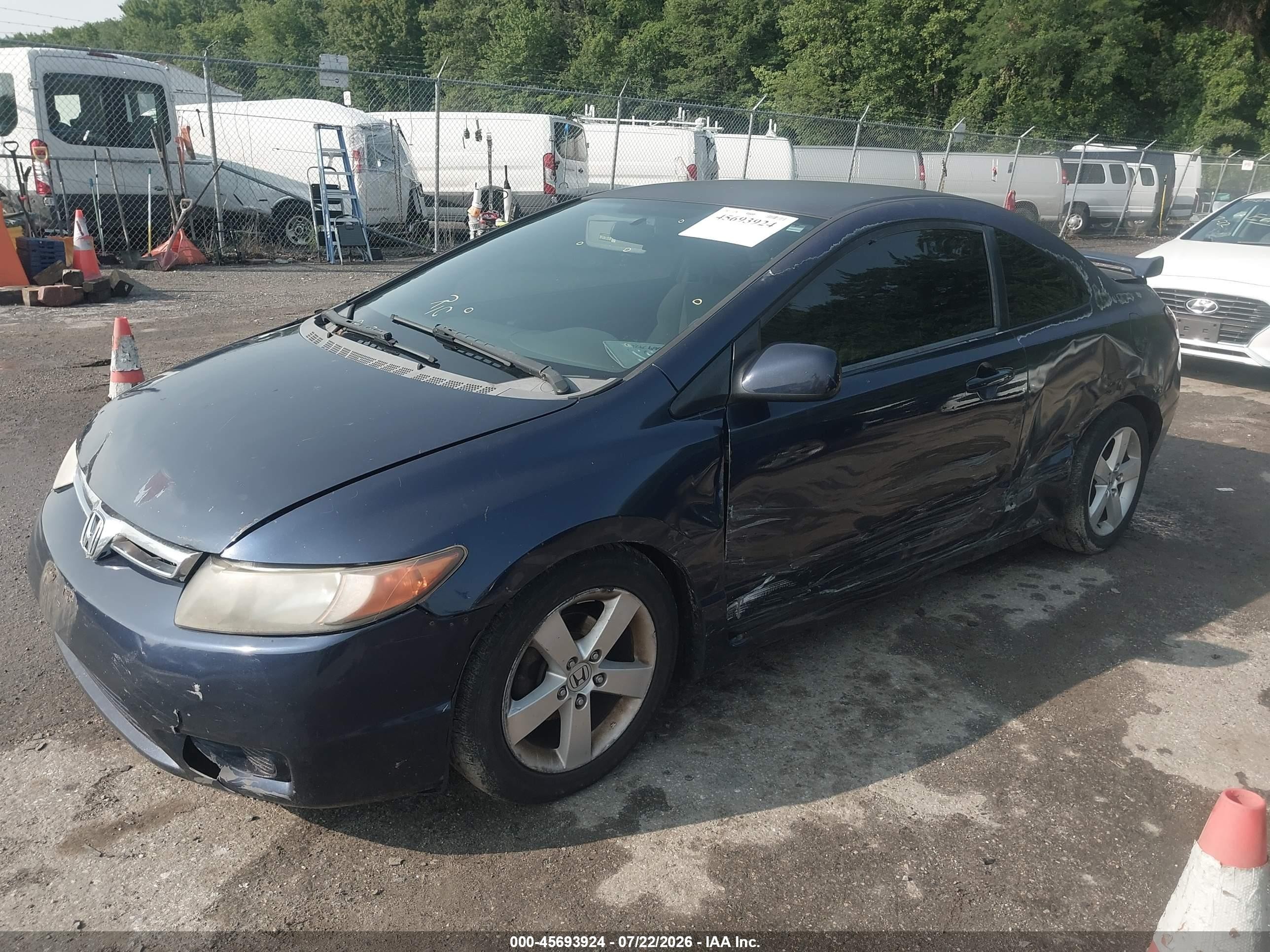 2007 Honda Civic Lx Blue vin: 2HGFG12677H558030