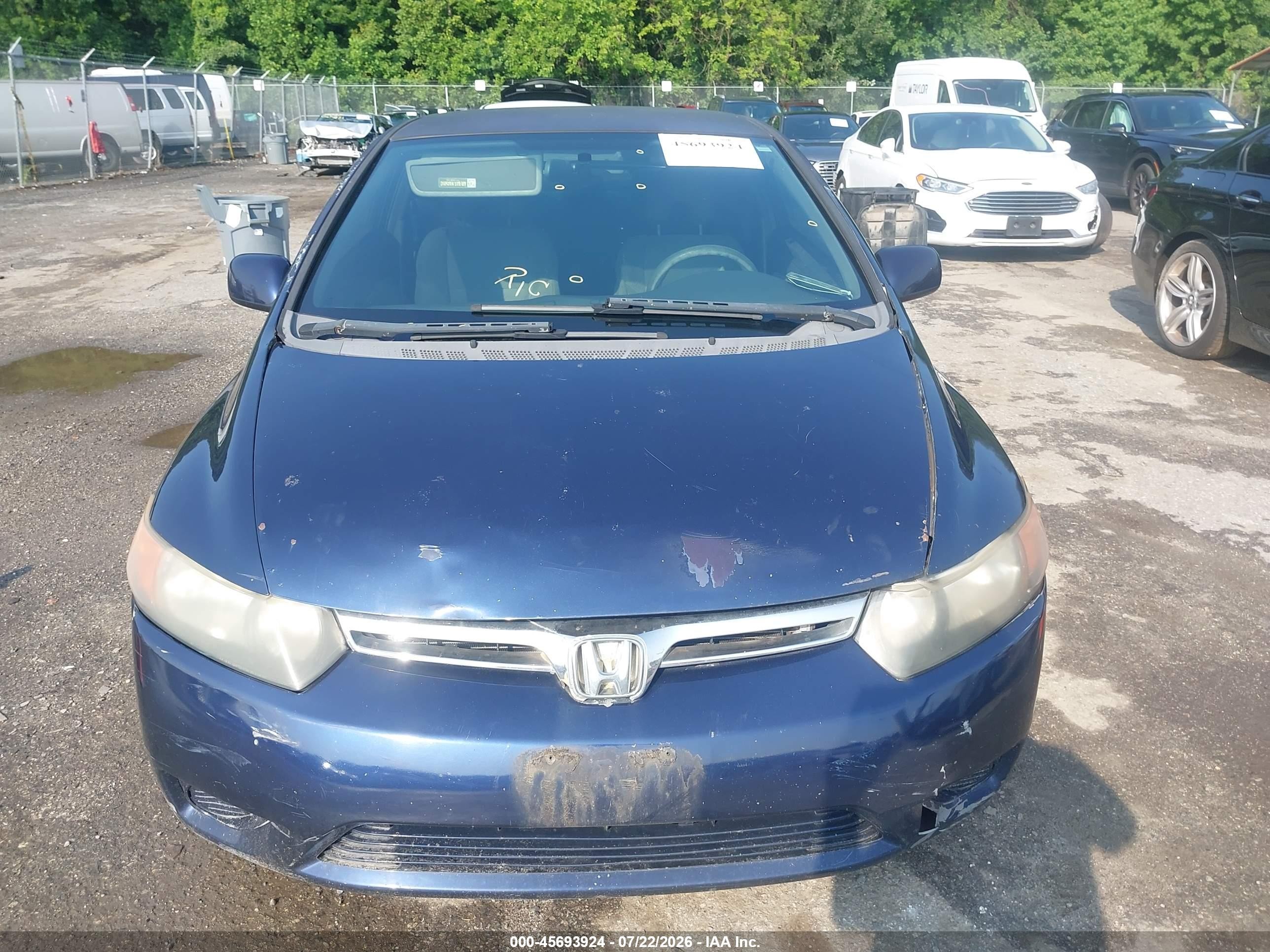 2007 Honda Civic Lx Blue vin: 2HGFG12677H558030