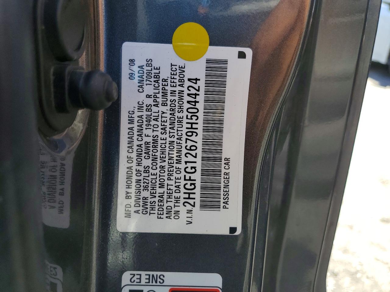 2009 Honda Civic Lx Charcoal vin: 2HGFG12679H504424
