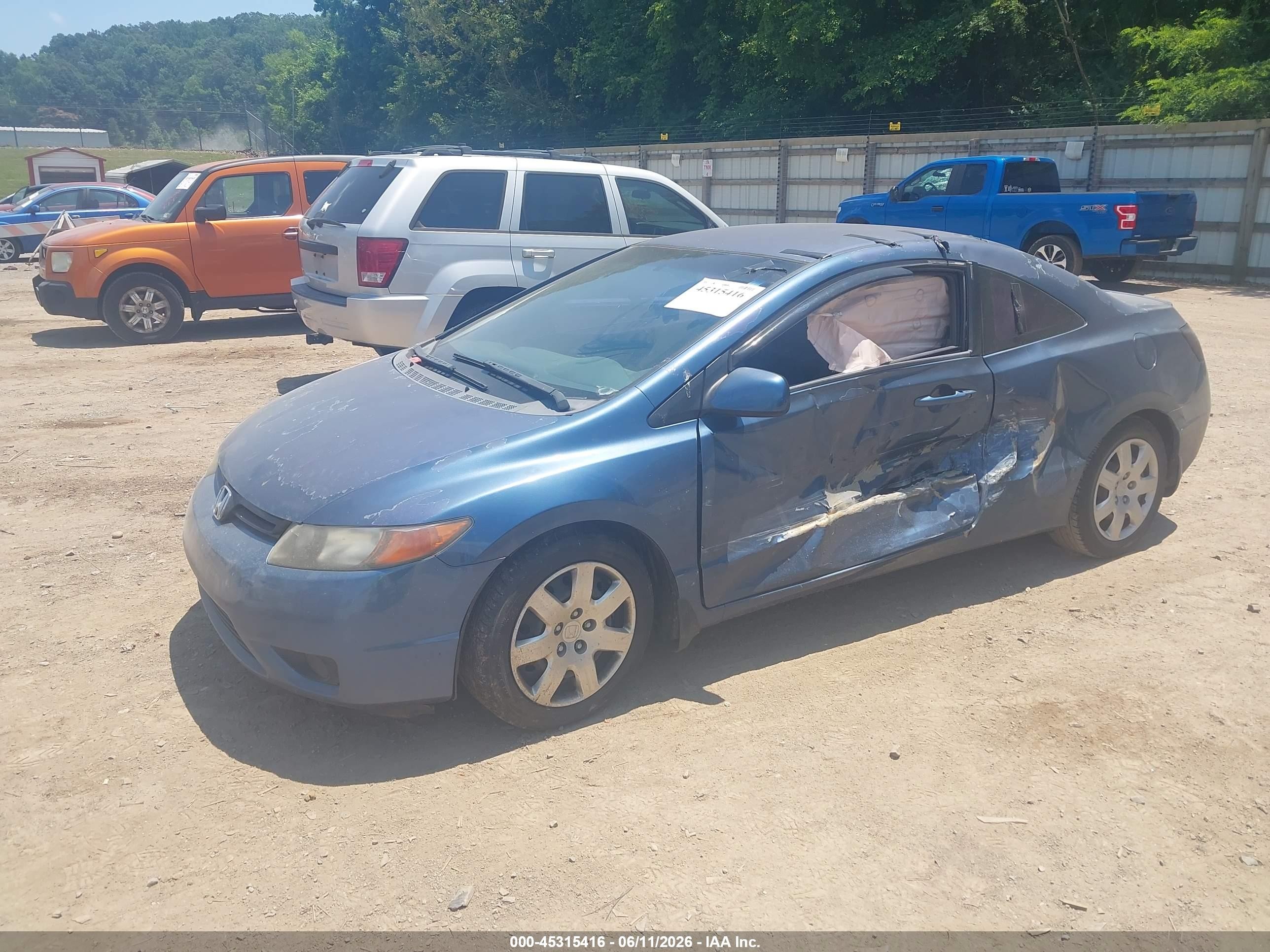 2007 Honda Civic Lx Blue vin: 2HGFG12687H564998