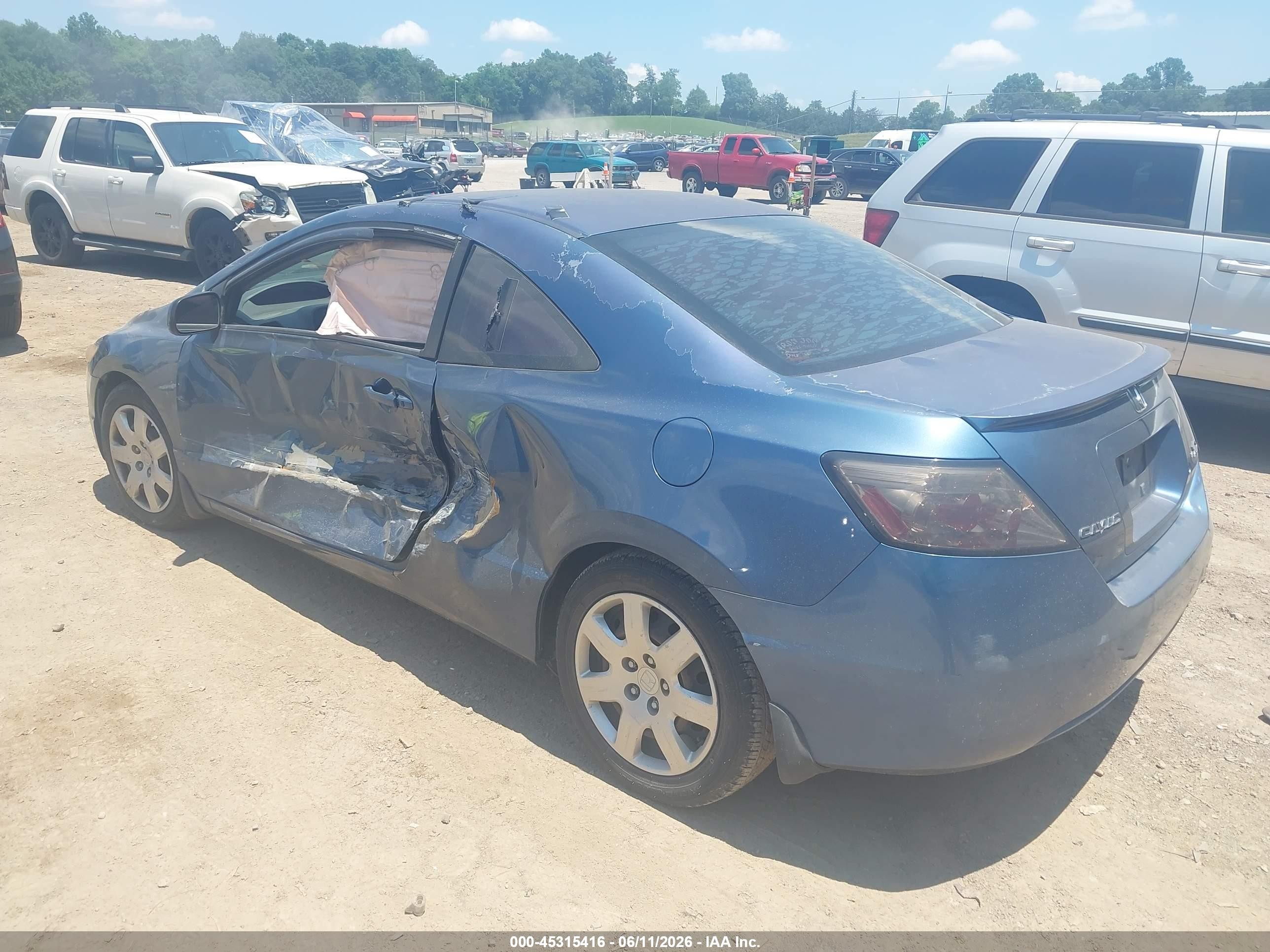 2007 Honda Civic Lx Blue vin: 2HGFG12687H564998