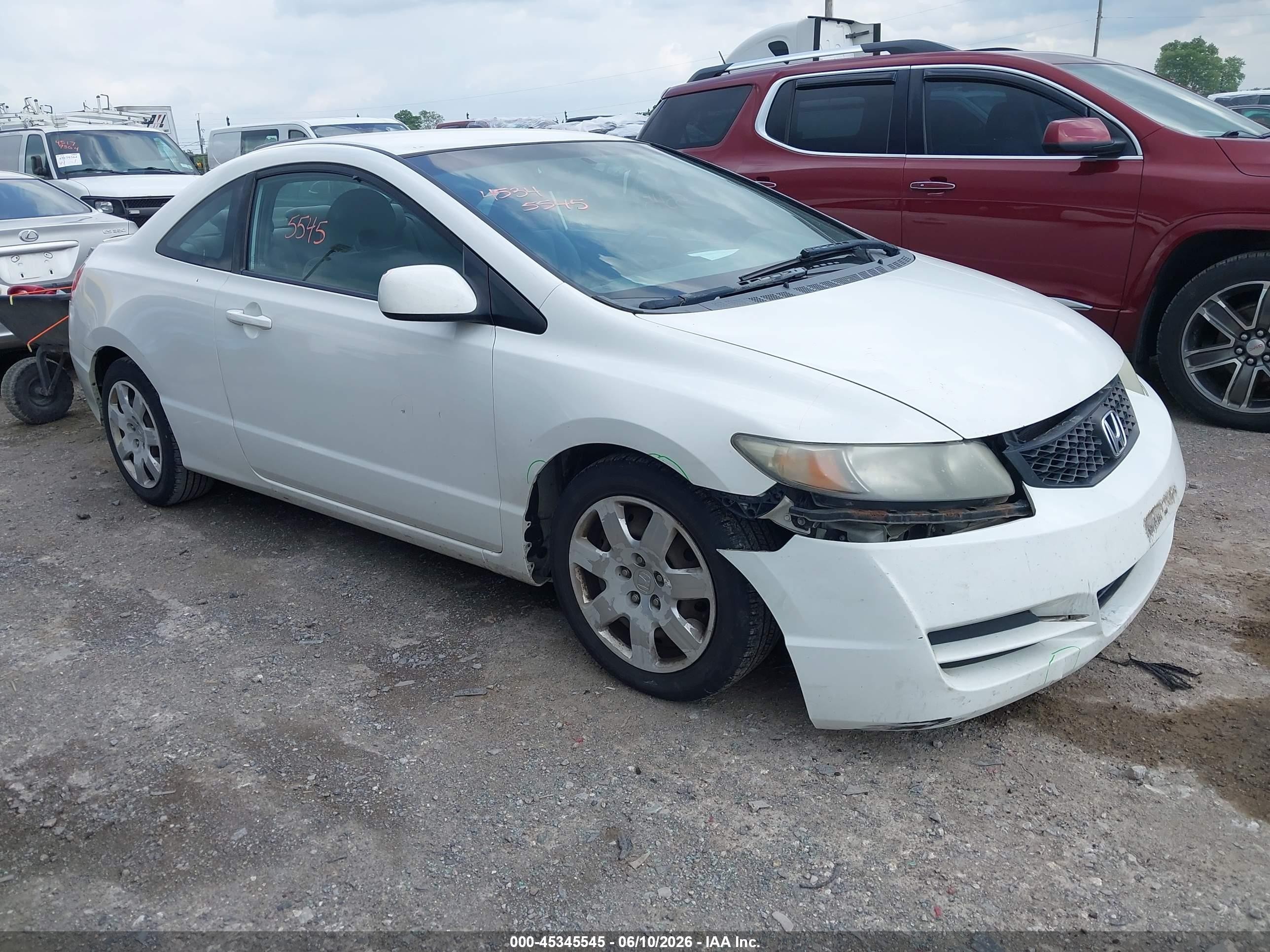 2009 Honda Civic Lx White vin: 2HGFG12689H531258