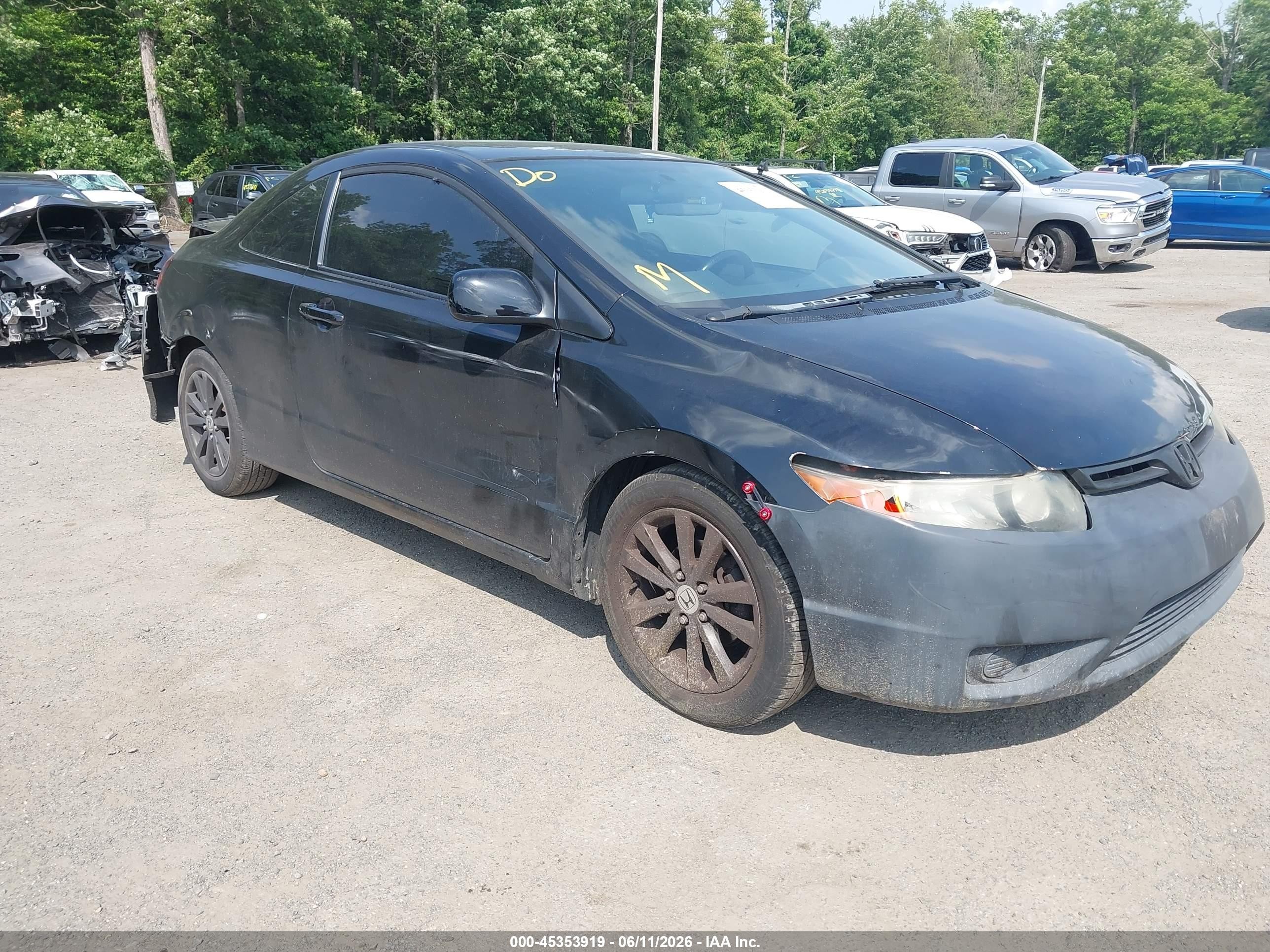2006 Honda Civic Lx Black vin: 2HGFG12696H574504