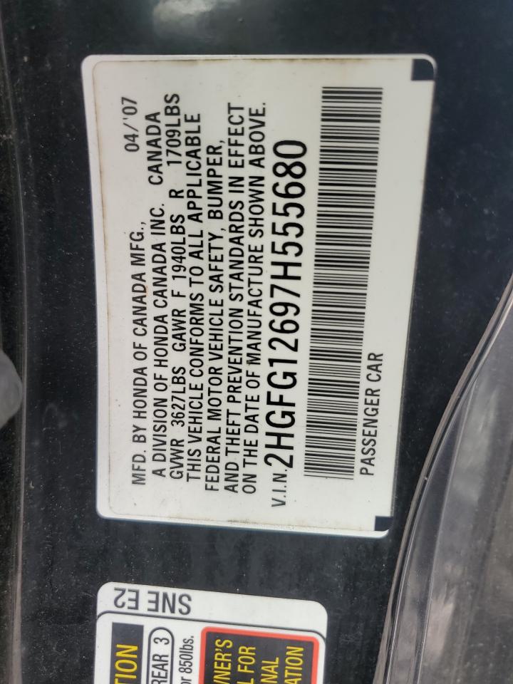 2007 Honda Civic Lx Black vin: 2HGFG12697H555680