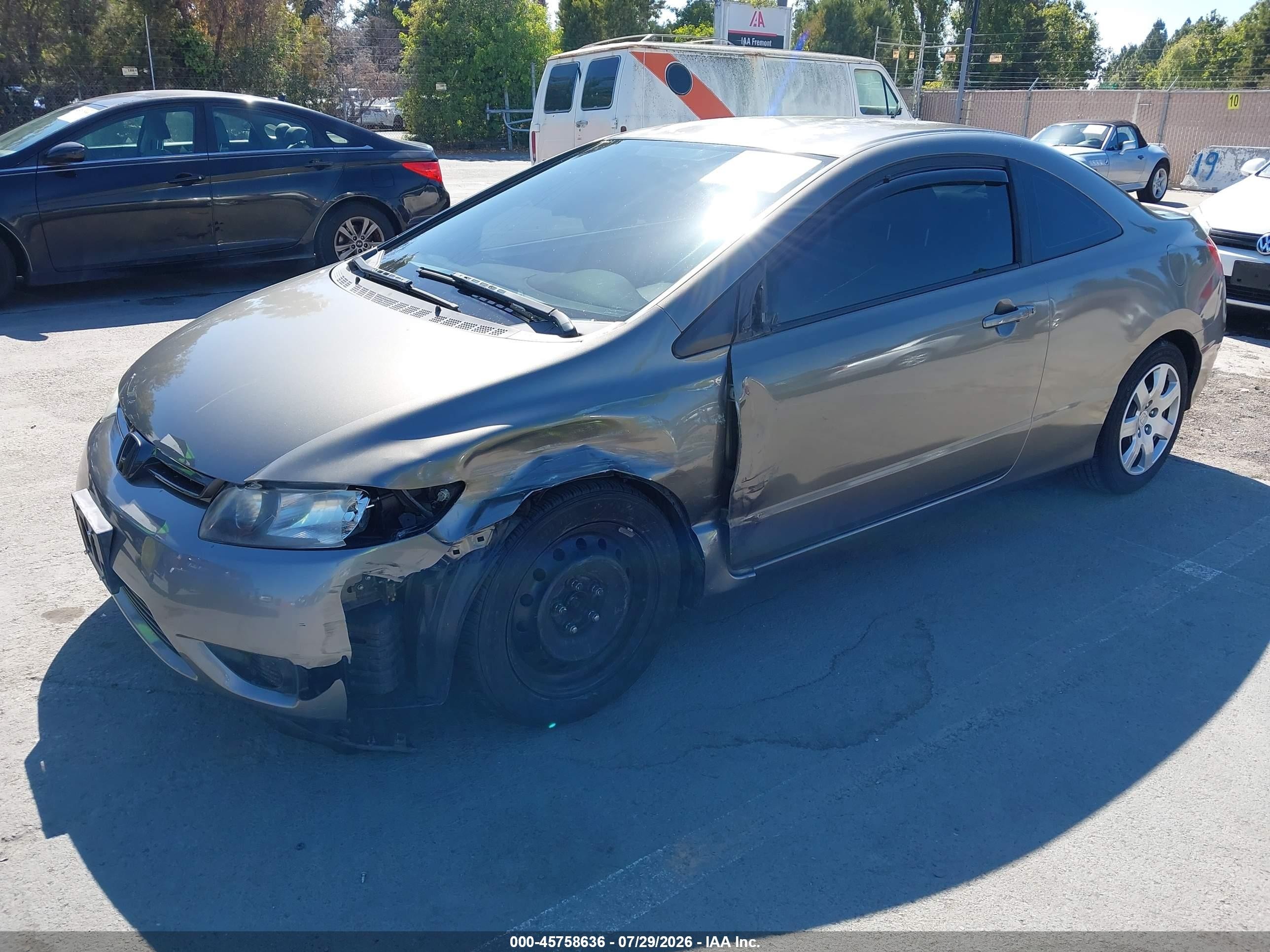 2007 Honda Civic Lx Серый vin: 2HGFG12697H559115